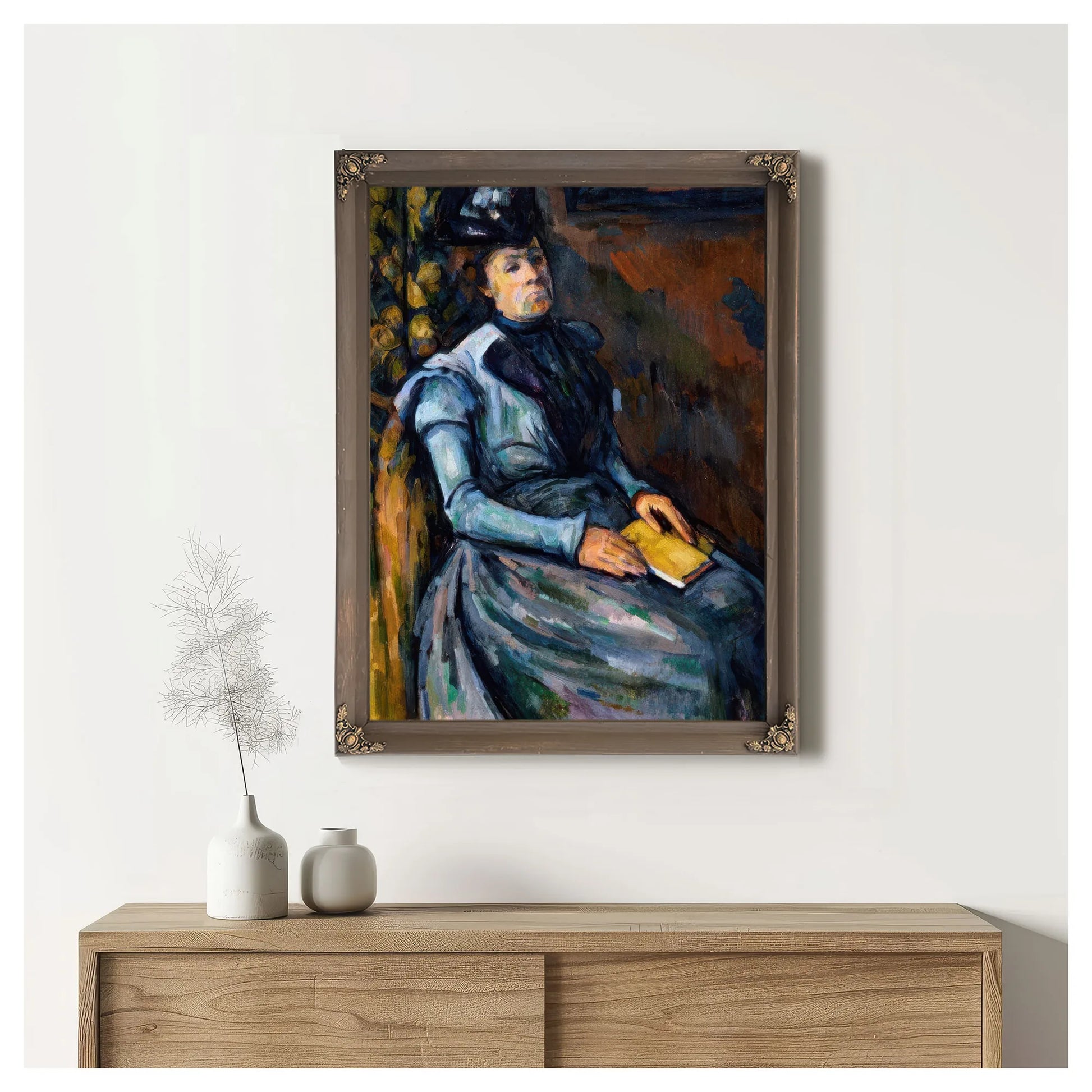 Seated Woman In Blue By Paul Cezanne Fine Art Print