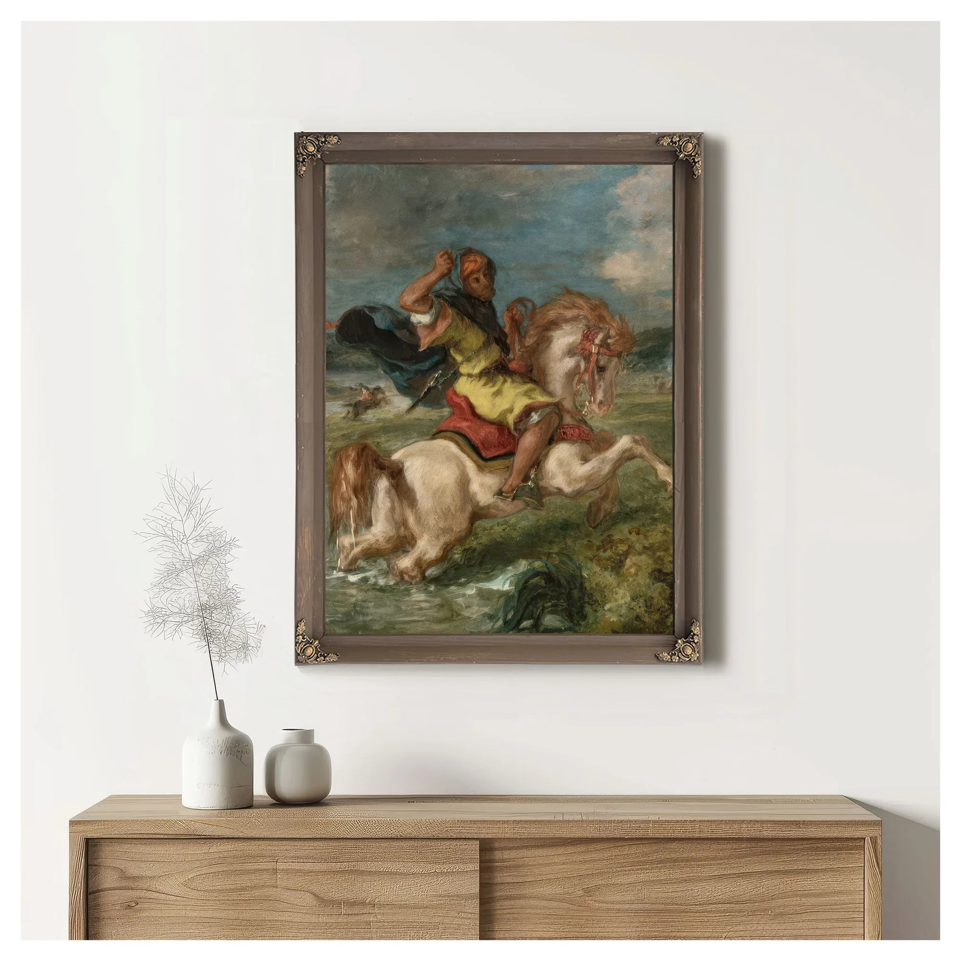 Moroccan Horseman Crossing A Ford By Ferdinand Victor Eugene Delacroix Fine Art Print