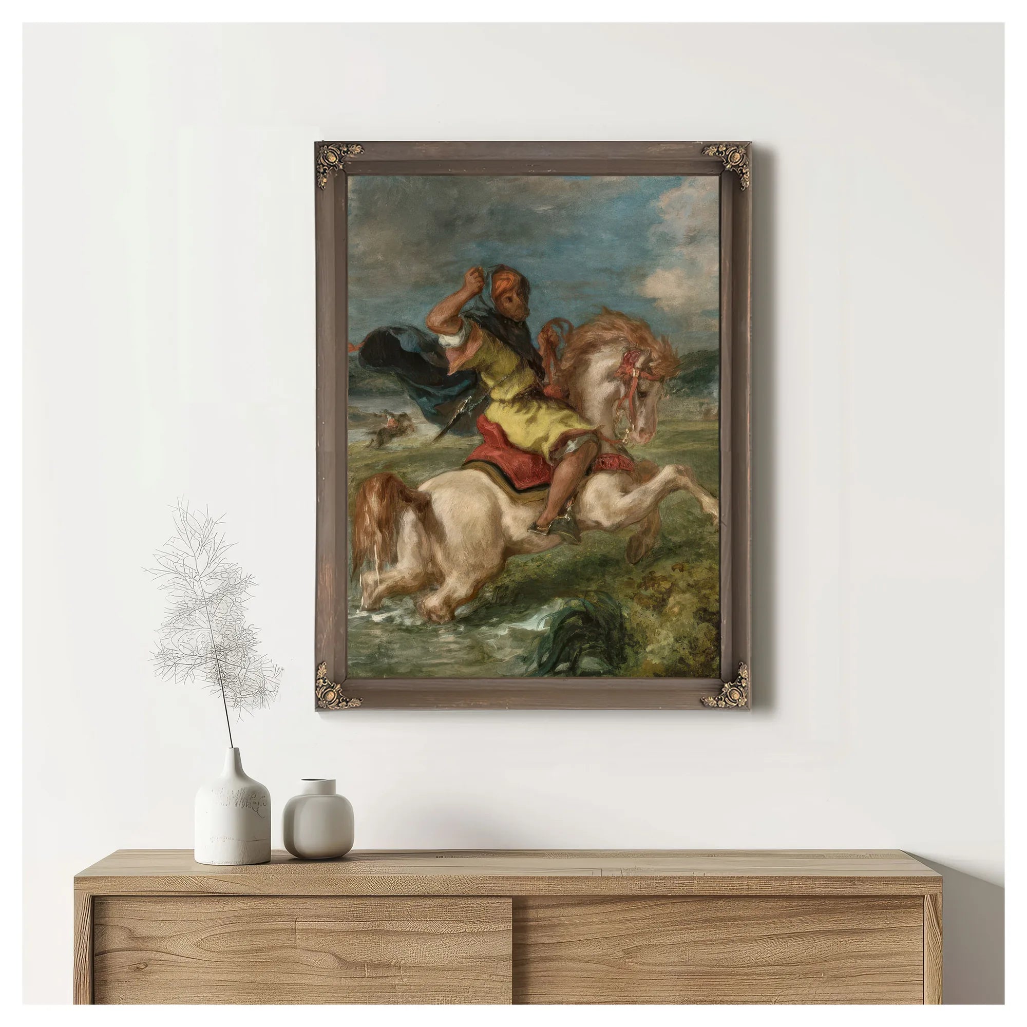 Moroccan Horseman Crossing A Ford By Ferdinand Victor Eugene Delacroix Fine Art Print