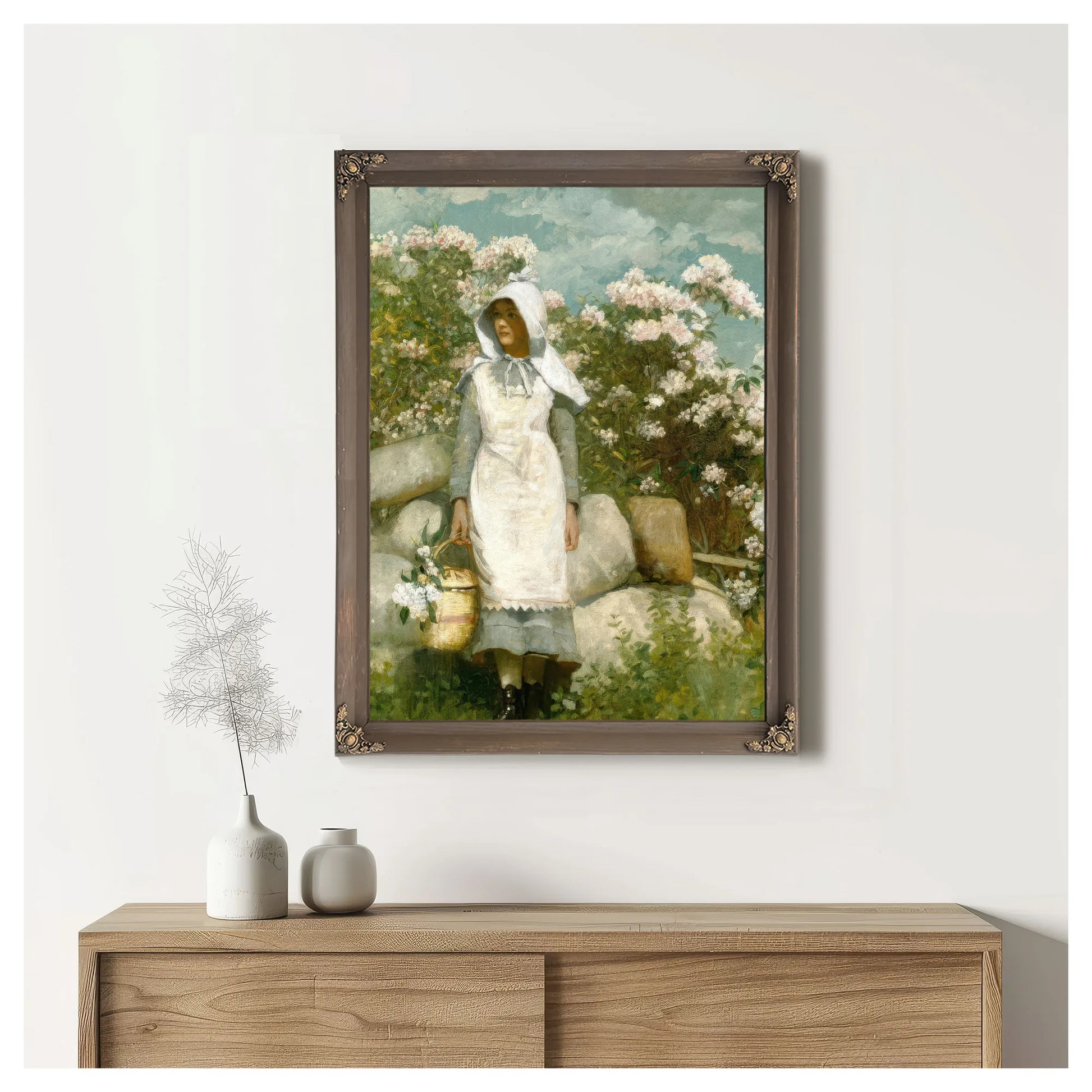 Girl And Laurel By Winslow Homer Fine Art Print