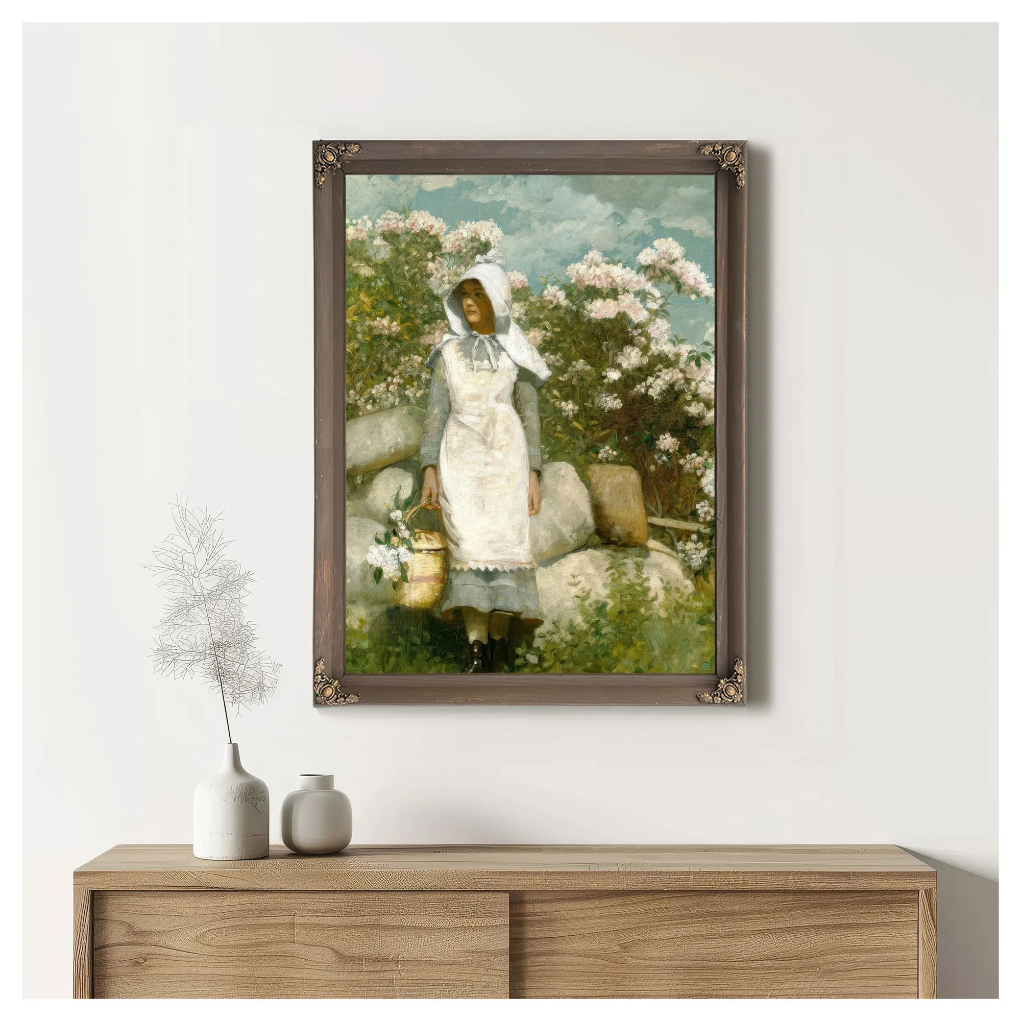 Girl And Laurel By Winslow Homer Fine Art Print