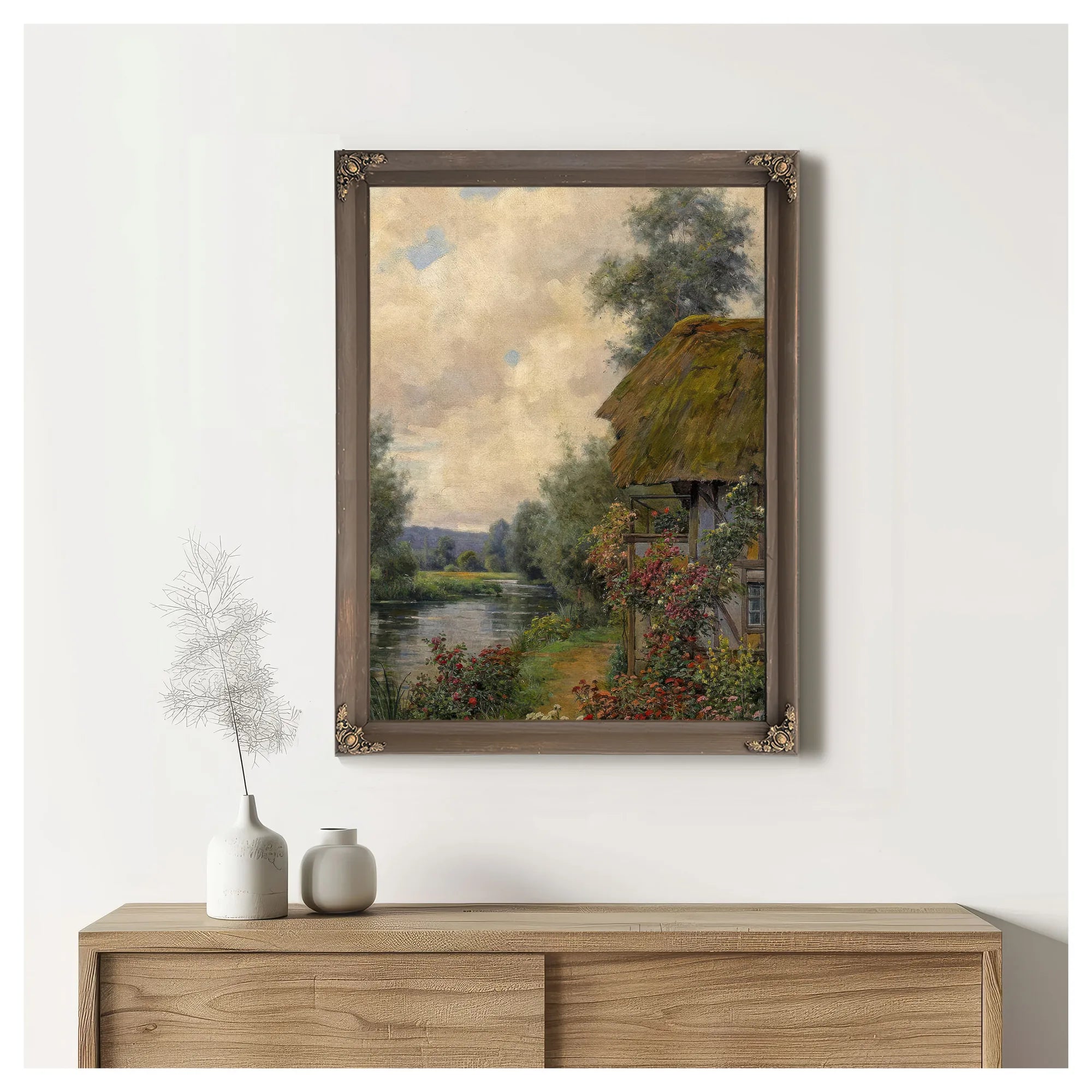 A Cottage Garden In Bloom By Louis Aston Knight Fine Art Print
