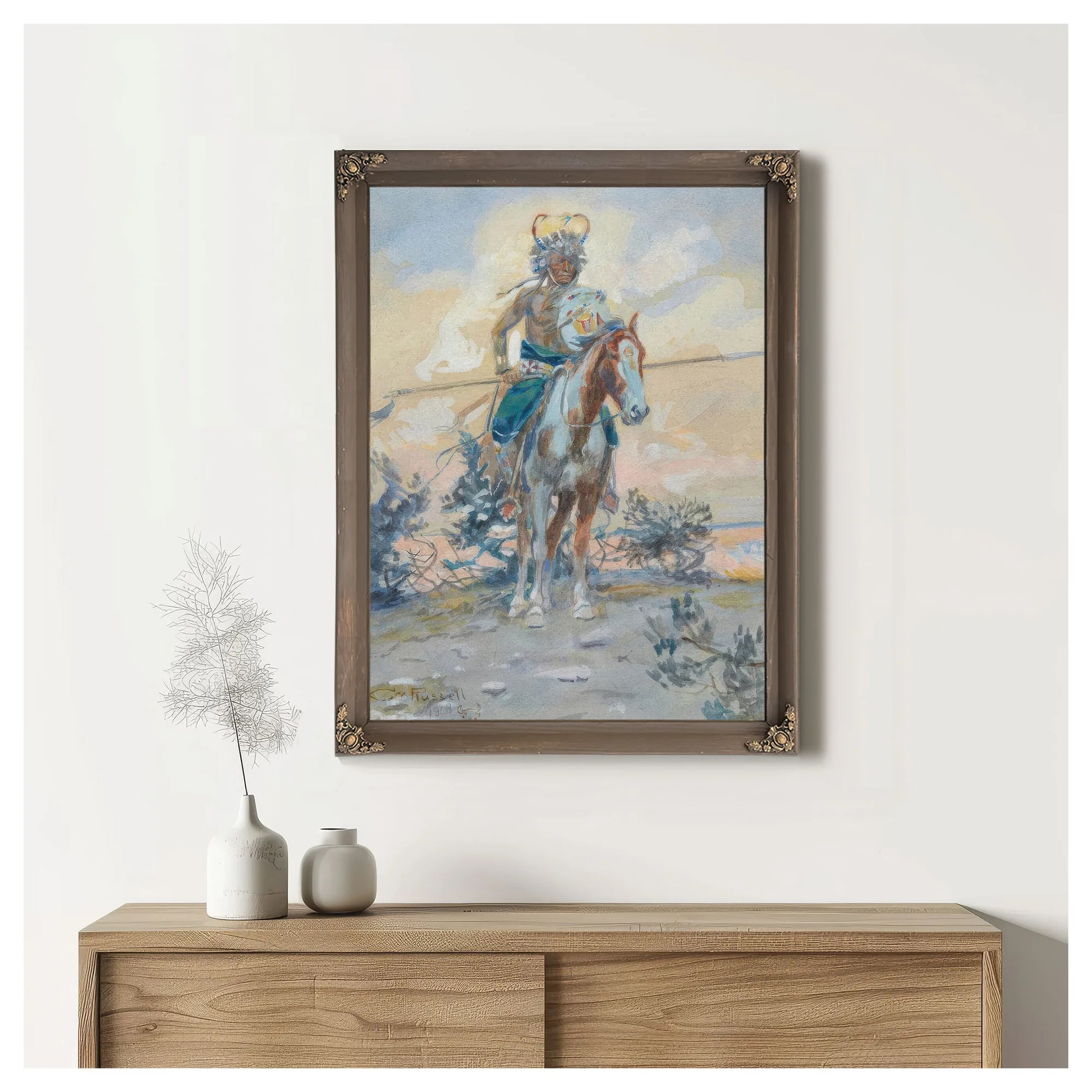 Cheyenne Warrior By Charles Marion Russell Fine Art Print