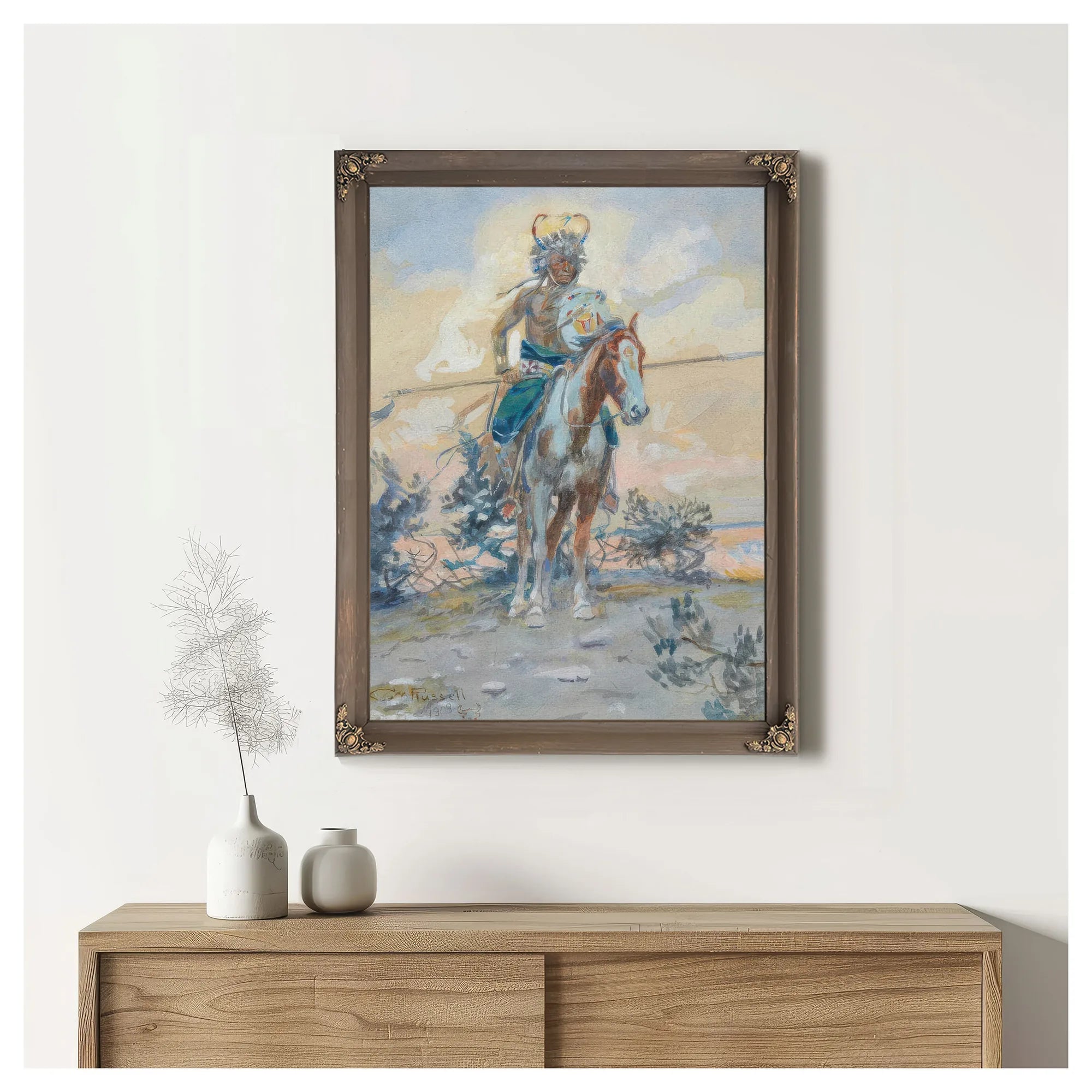 Cheyenne Warrior By Charles Marion Russell Fine Art Print