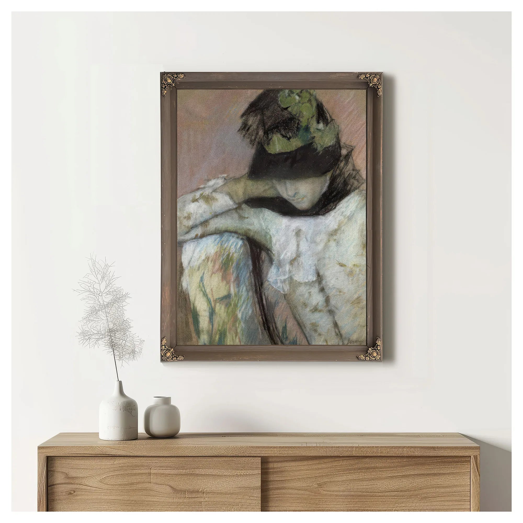 Young Woman In A Black And Green Bonnet, Looking Down By Mary Cassatt Fine Art Print