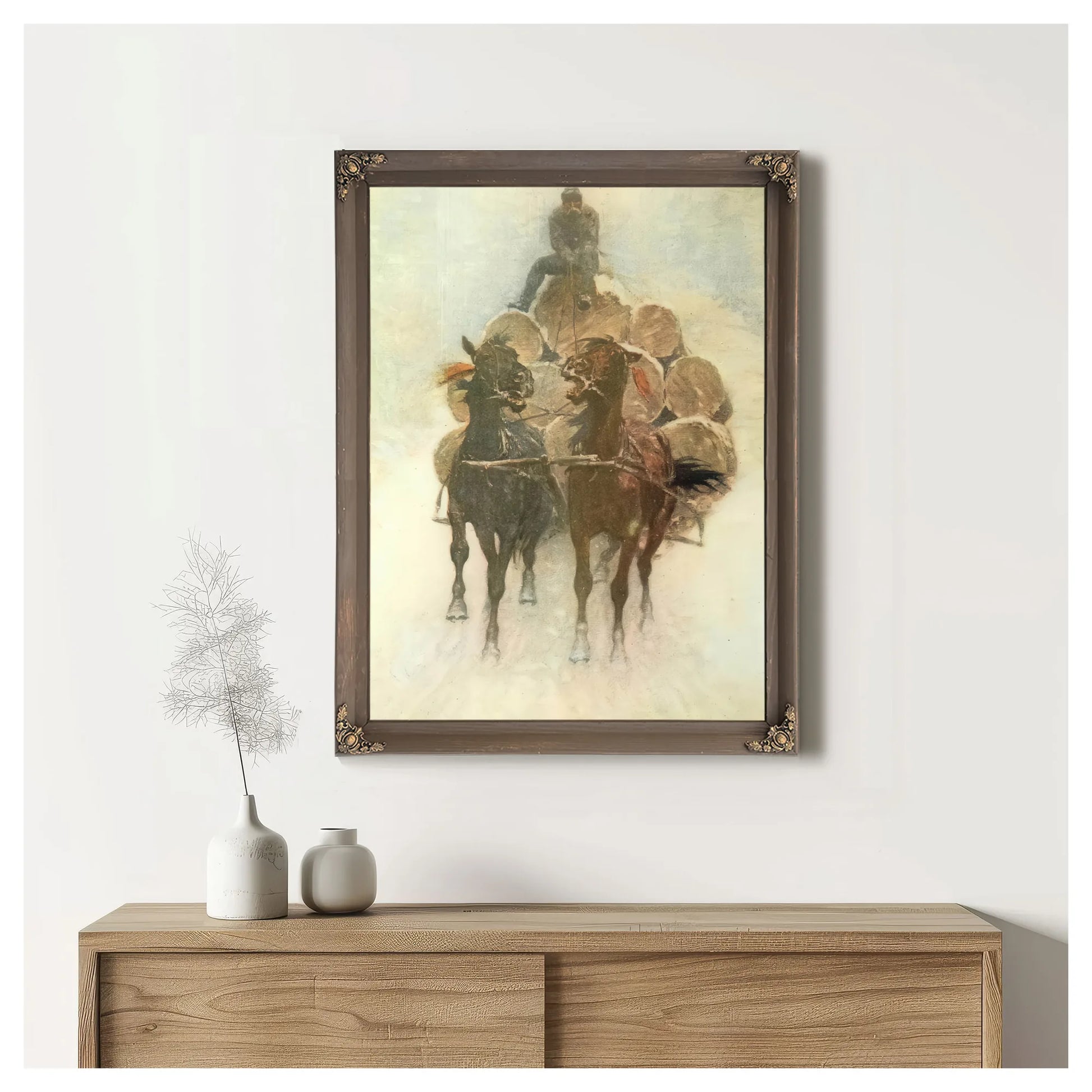 Hauling Logs To The River Aka The Tragedy Of The Trees Part Iii By Frederic Remington Fine Art Print