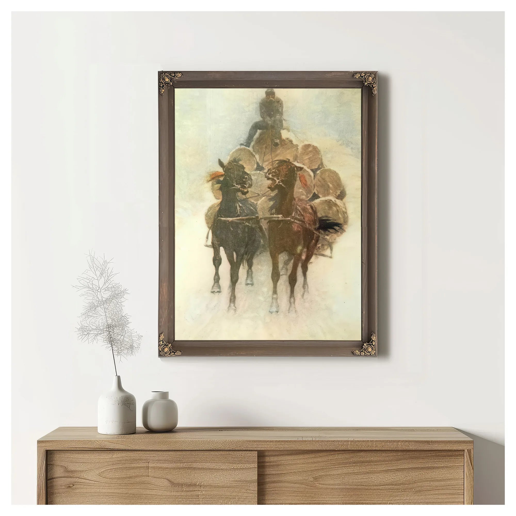 Hauling Logs To The River Aka The Tragedy Of The Trees Part Iii By Frederic Remington Fine Art Print