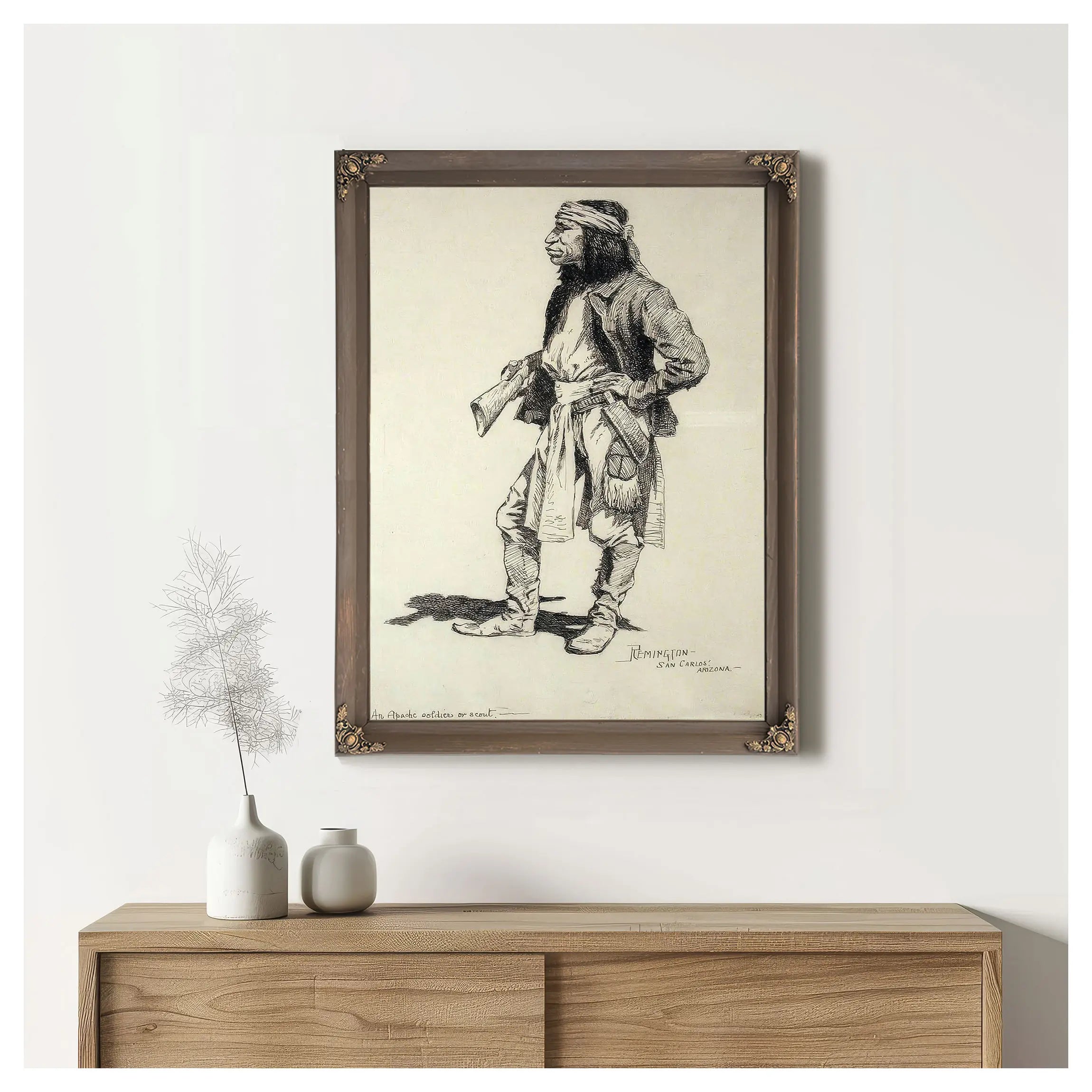An Apache Soldier Or Scout  by Frederic Remington
