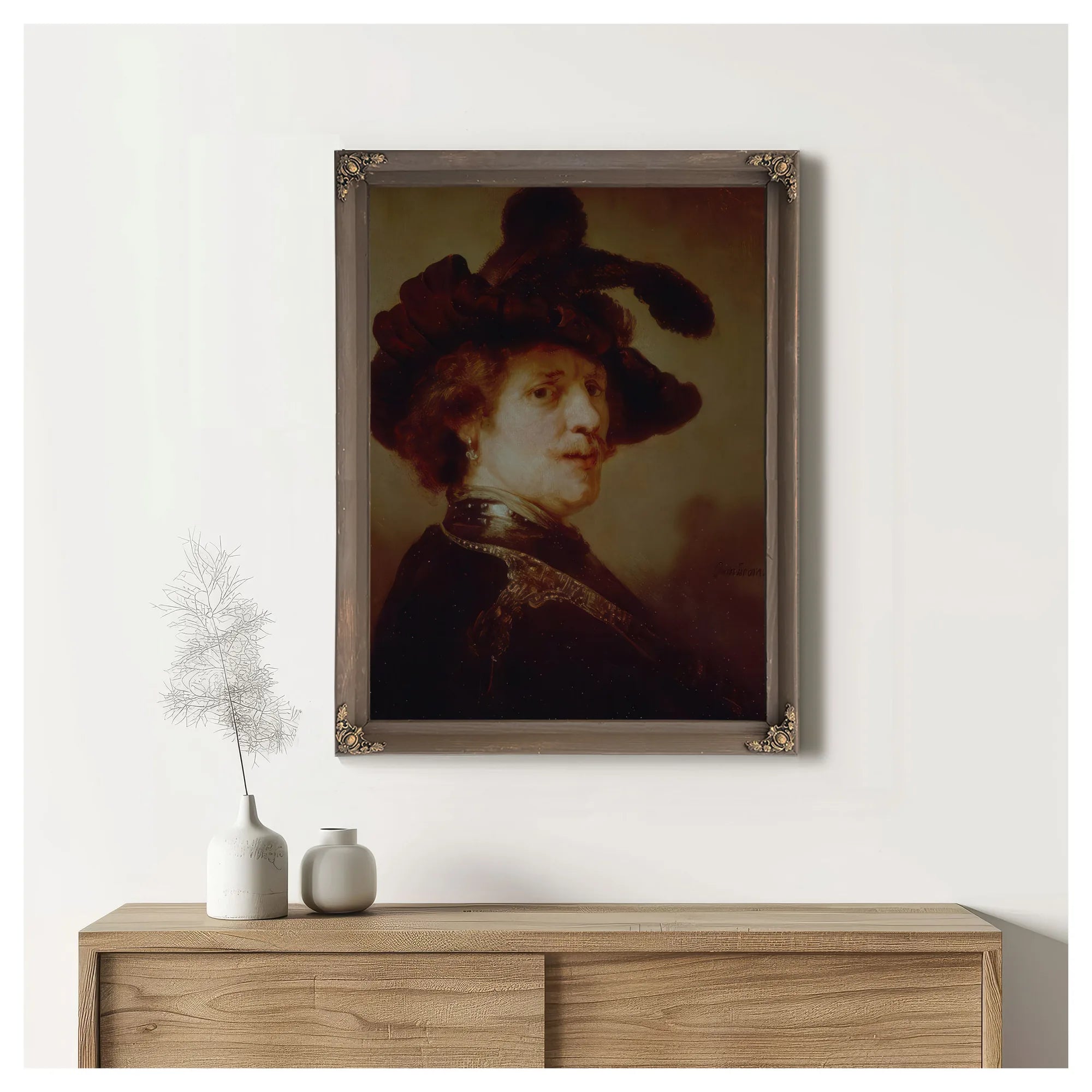 Self Portrait In Fancy Dress By Rembrandt Fine Art Print