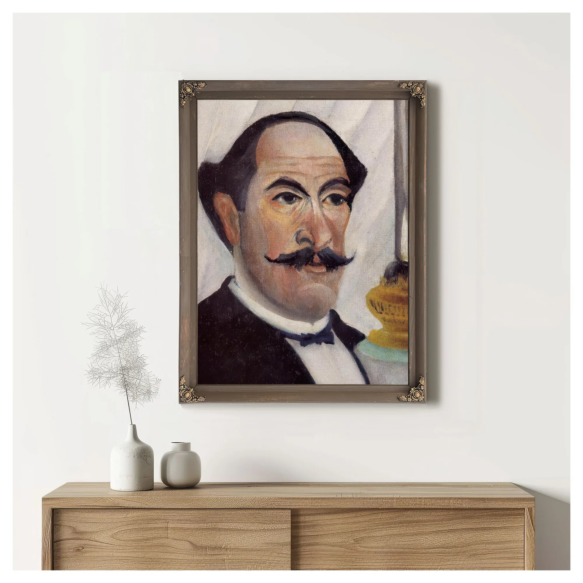 Self Portrait Of The Artist With A Lamp By Henri Rousseau Fine Art Print