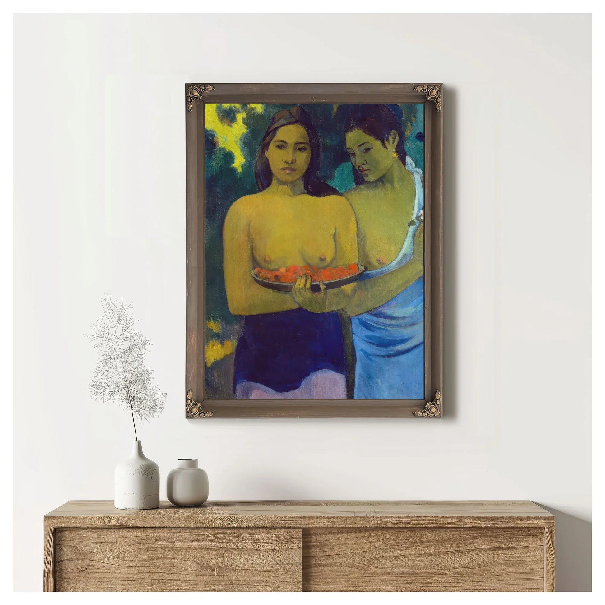Two Tahitian Women By Eugene Henri Paul Gauguin Fine Art Print