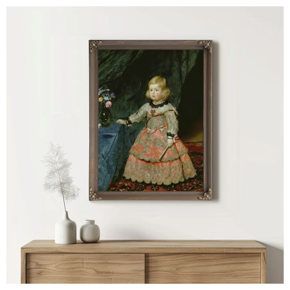 The Infanta Margarita Teresa Of Spain In A Red Dress By Diego Velazquez Fine Art Print