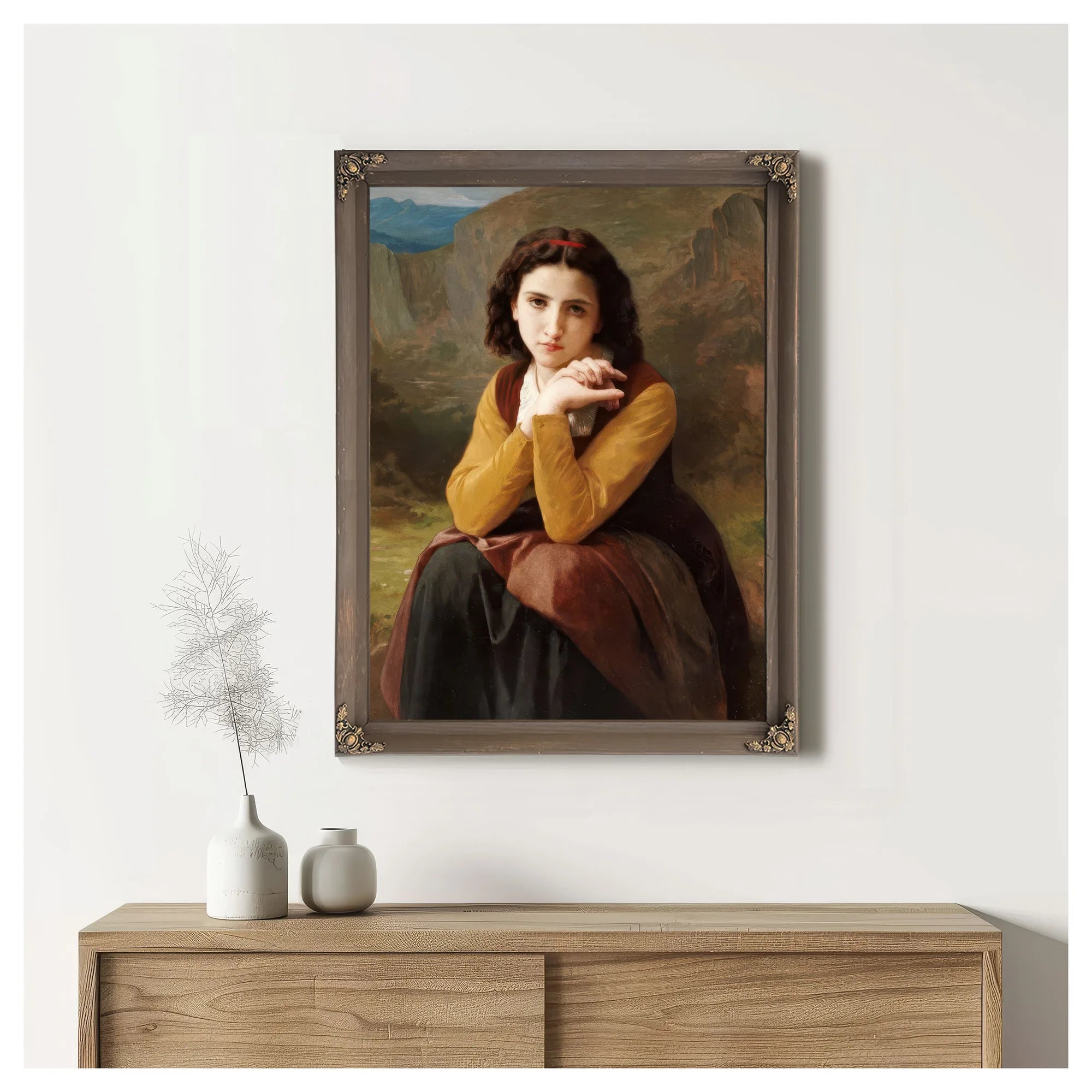 Reflective Beauty. Mignon Pensive By William Adolphe Bouguereau Fine Art Print