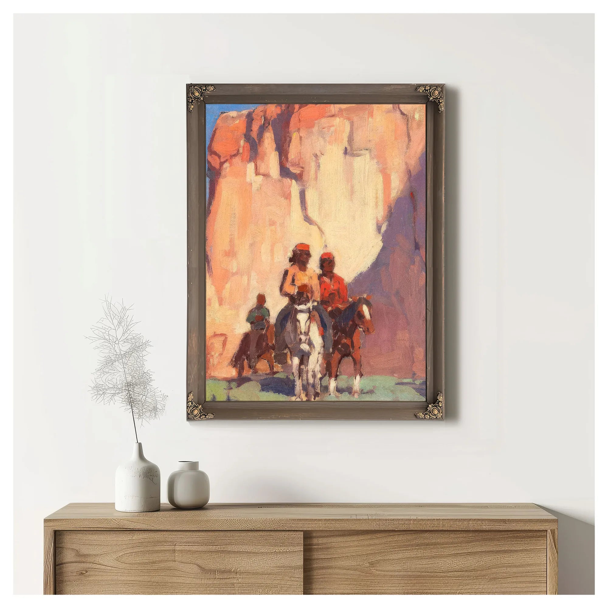 Navajos On Horseback, Canyon De Chelly By Edgar Payne Fine Art Print