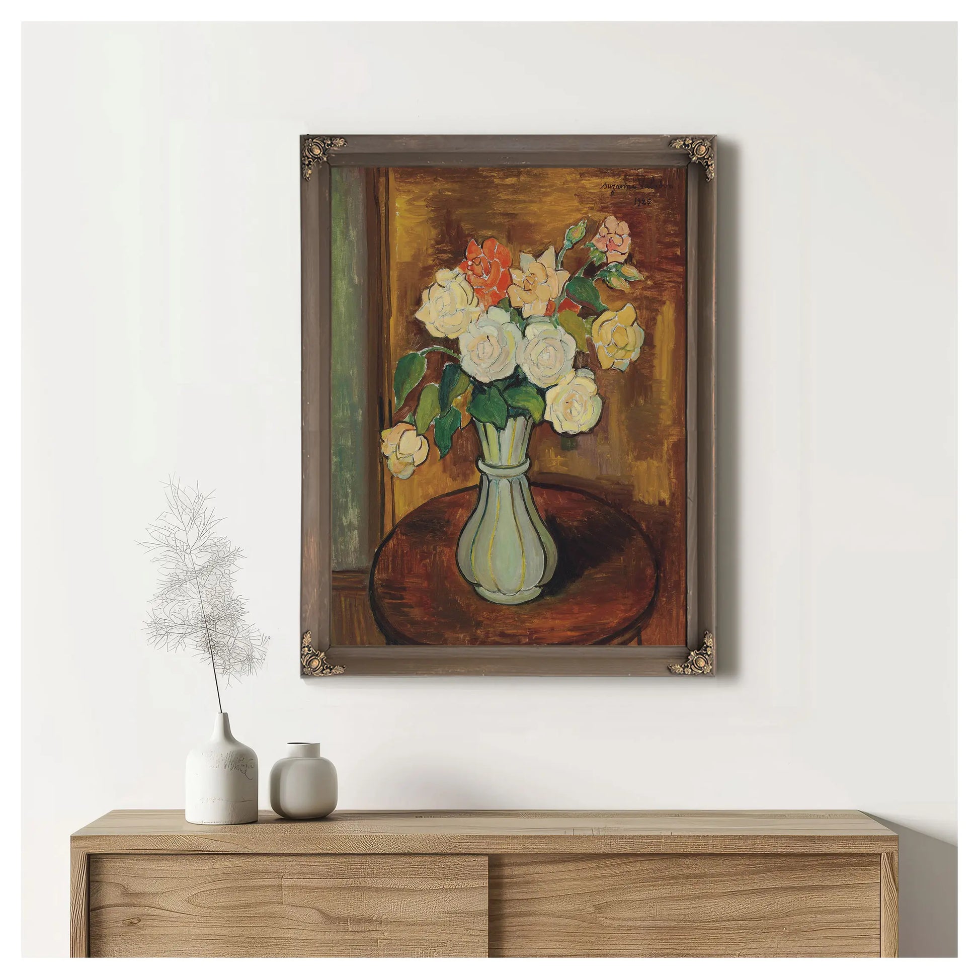 Vase De Roses Sur Un Gueridon by Suzanne Valadon