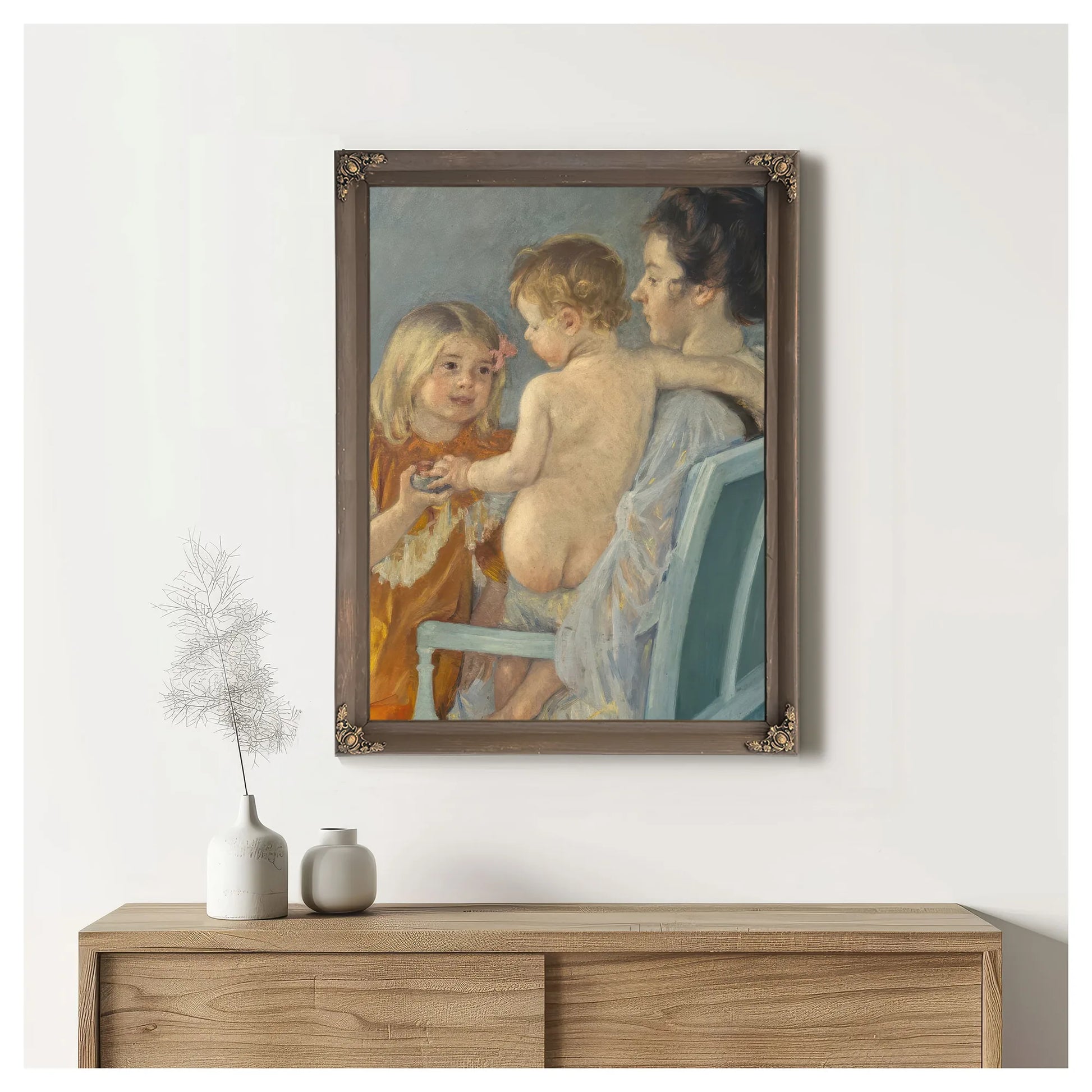 Sara Handing A Toy To The Baby By Mary Cassatt Fine Art Print
