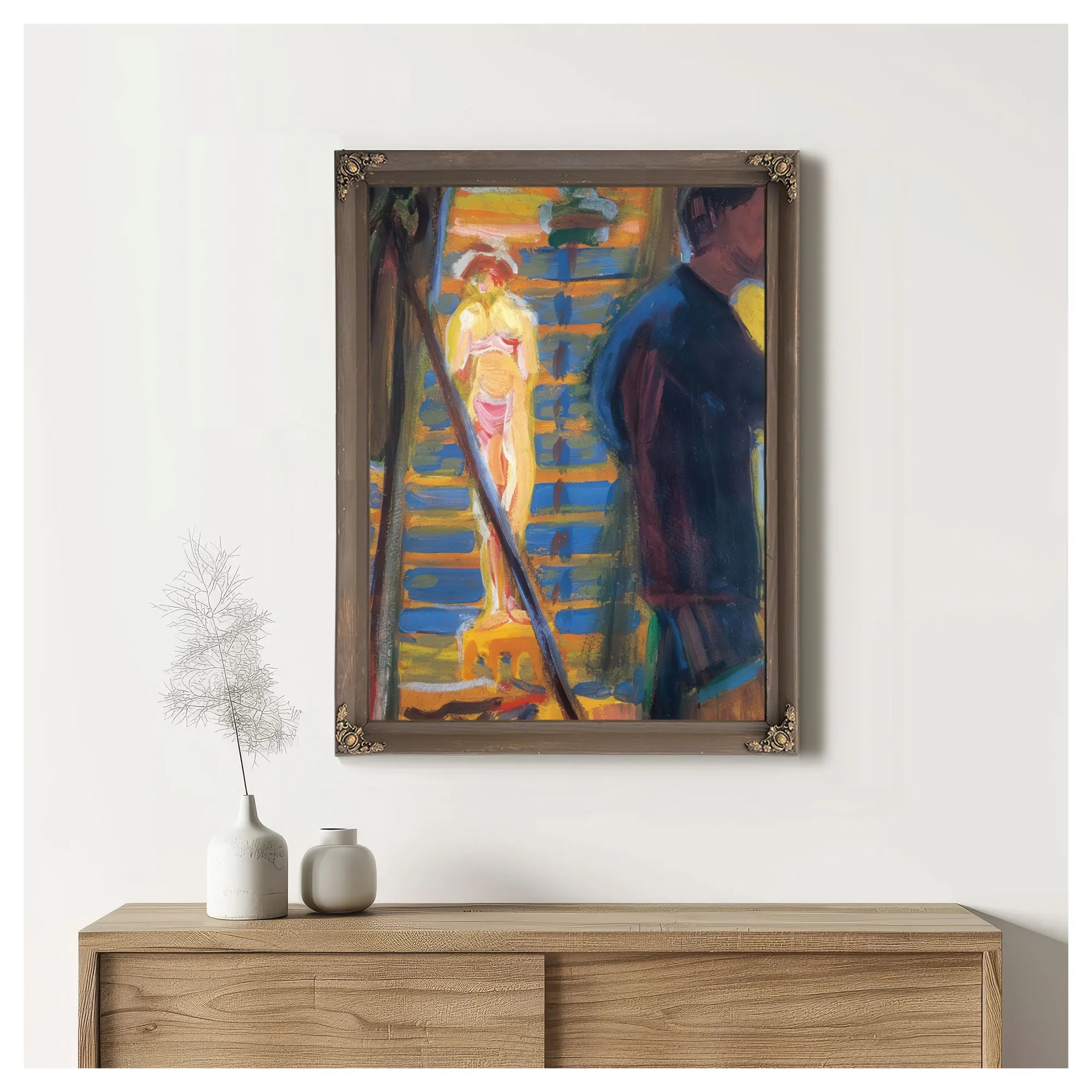 Heckel And Model In Studio By Ernst Ludwig Kirchner Fine Art Print