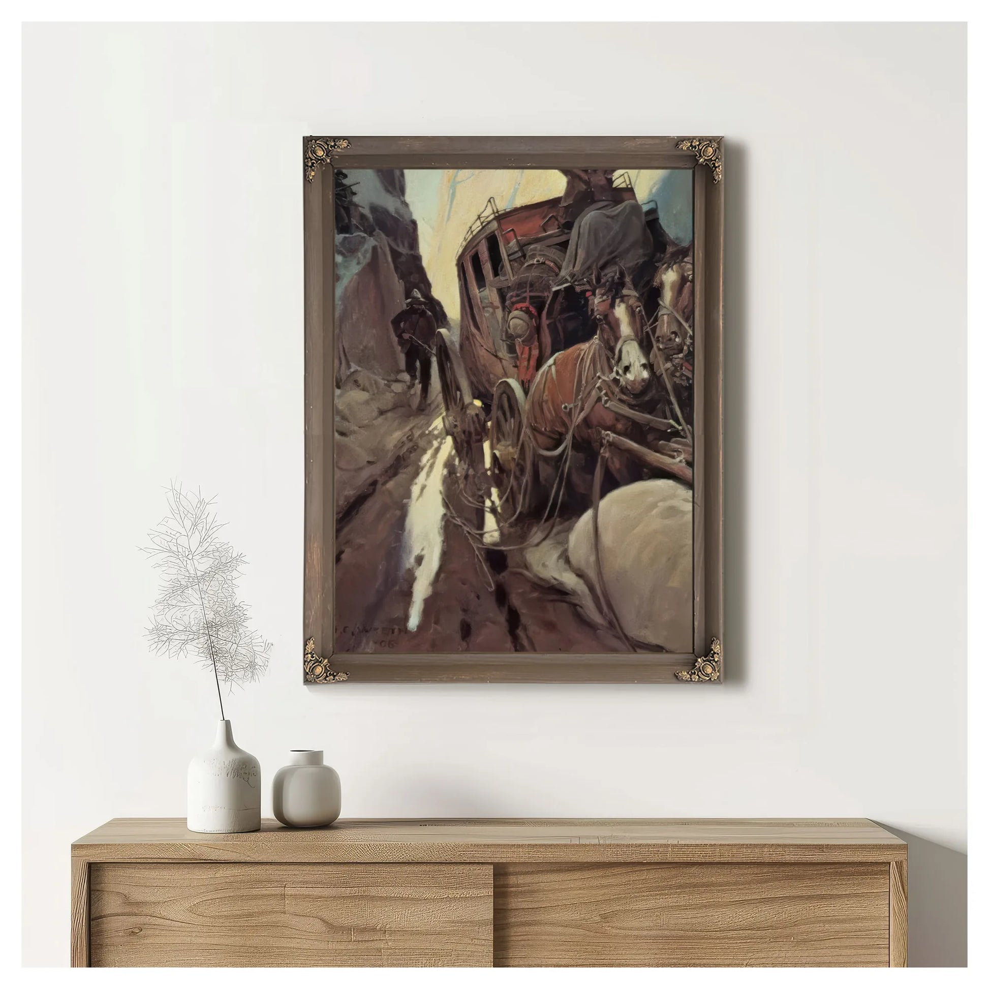 Hands Up(Holdup In The Canyon) By NC Wyeth Fine Art Print