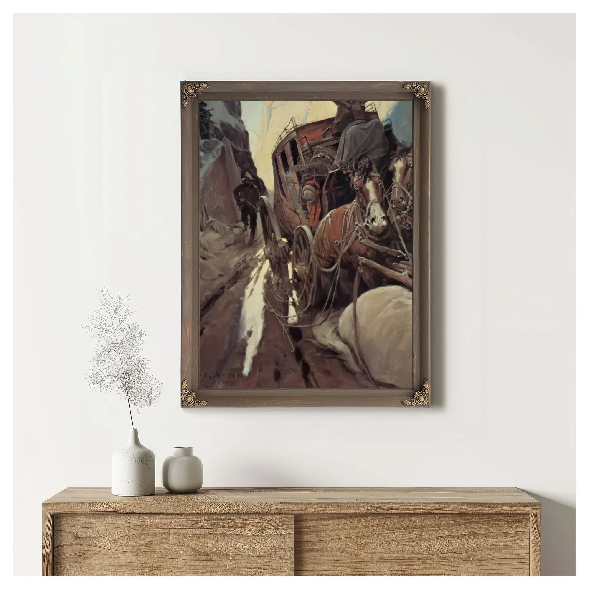 Hands Up(Holdup In The Canyon) By NC Wyeth Fine Art Print