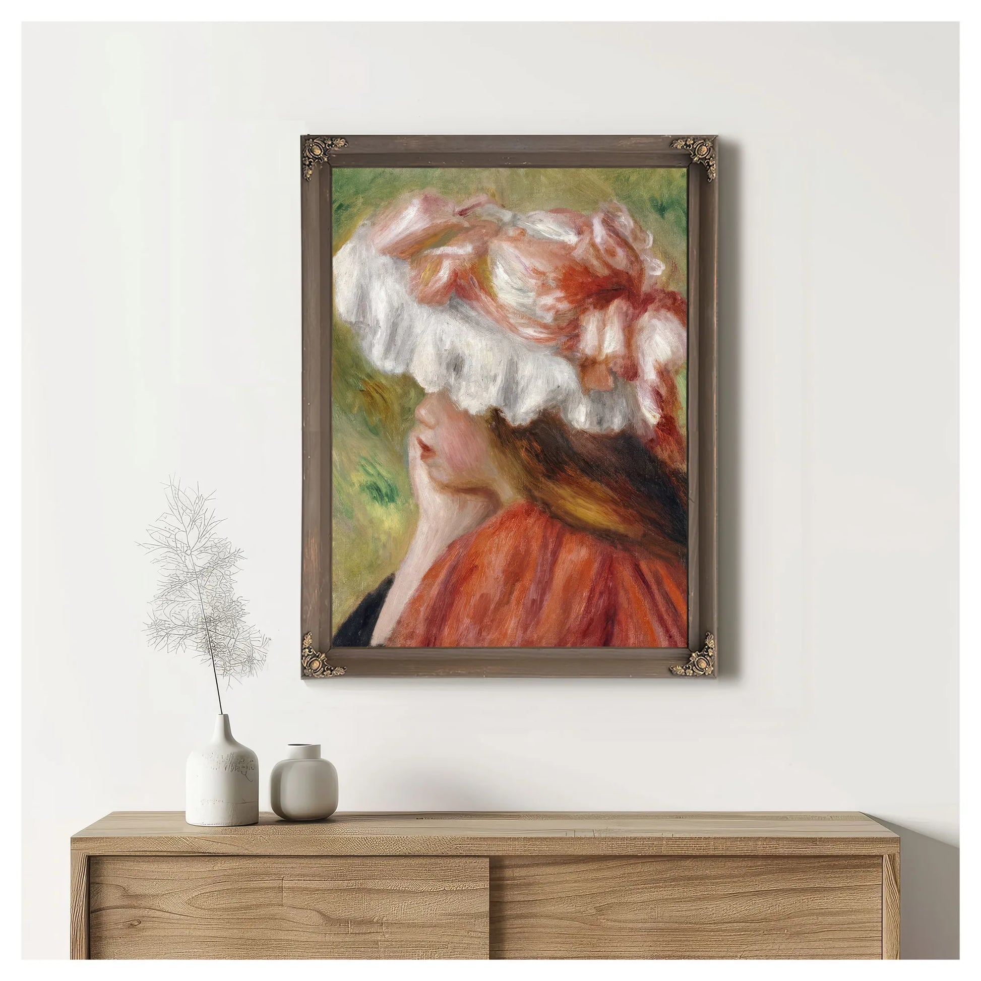Head Of A Young Girl In A Red Hat By Pierre Auguste Renoir Fine Art Print