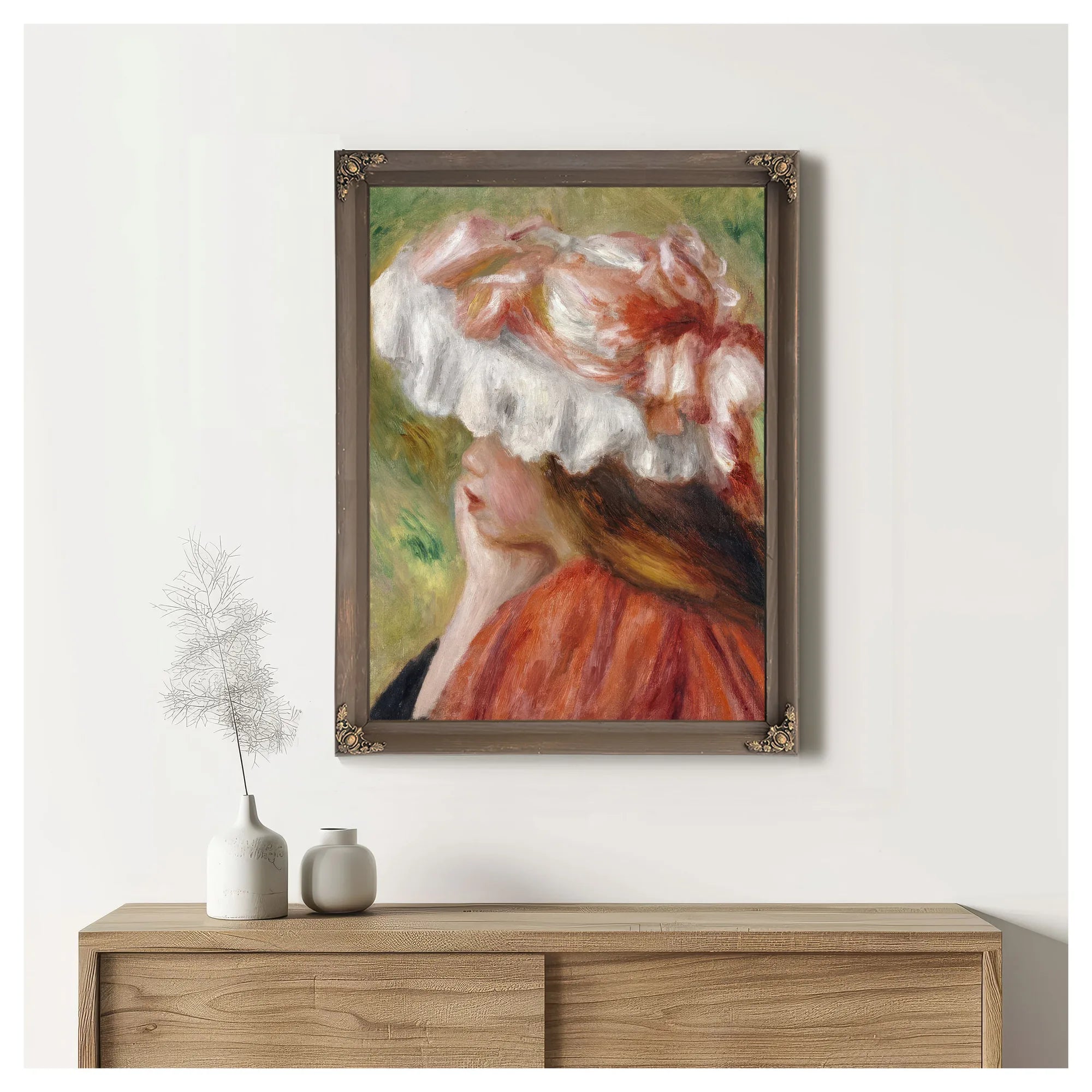 Head Of A Young Girl In A Red Hat By Pierre Auguste Renoir Fine Art Print