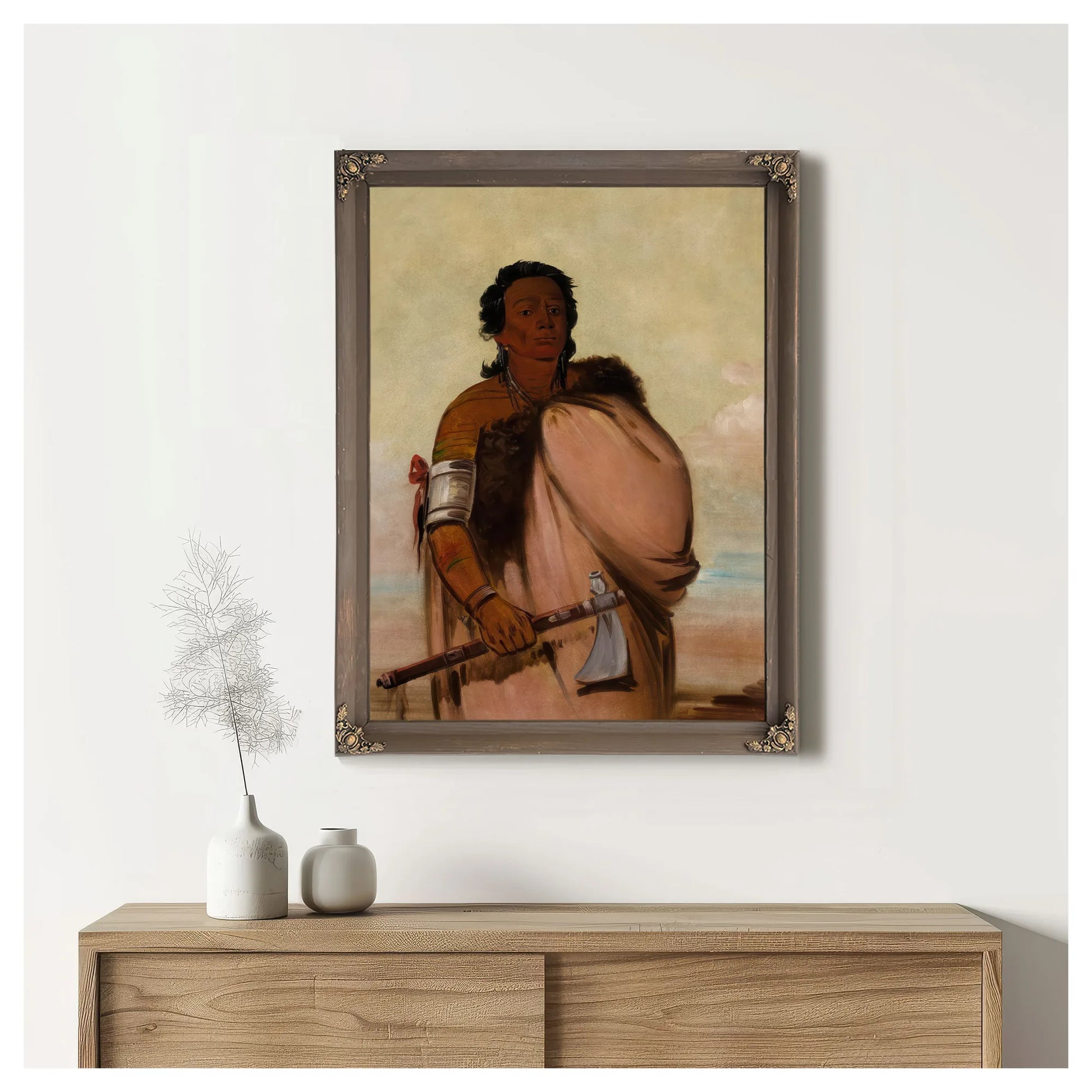 Ah' Sho Cole, Rotten Foot, A Noted Warrior By George Catlin Fine Art Print