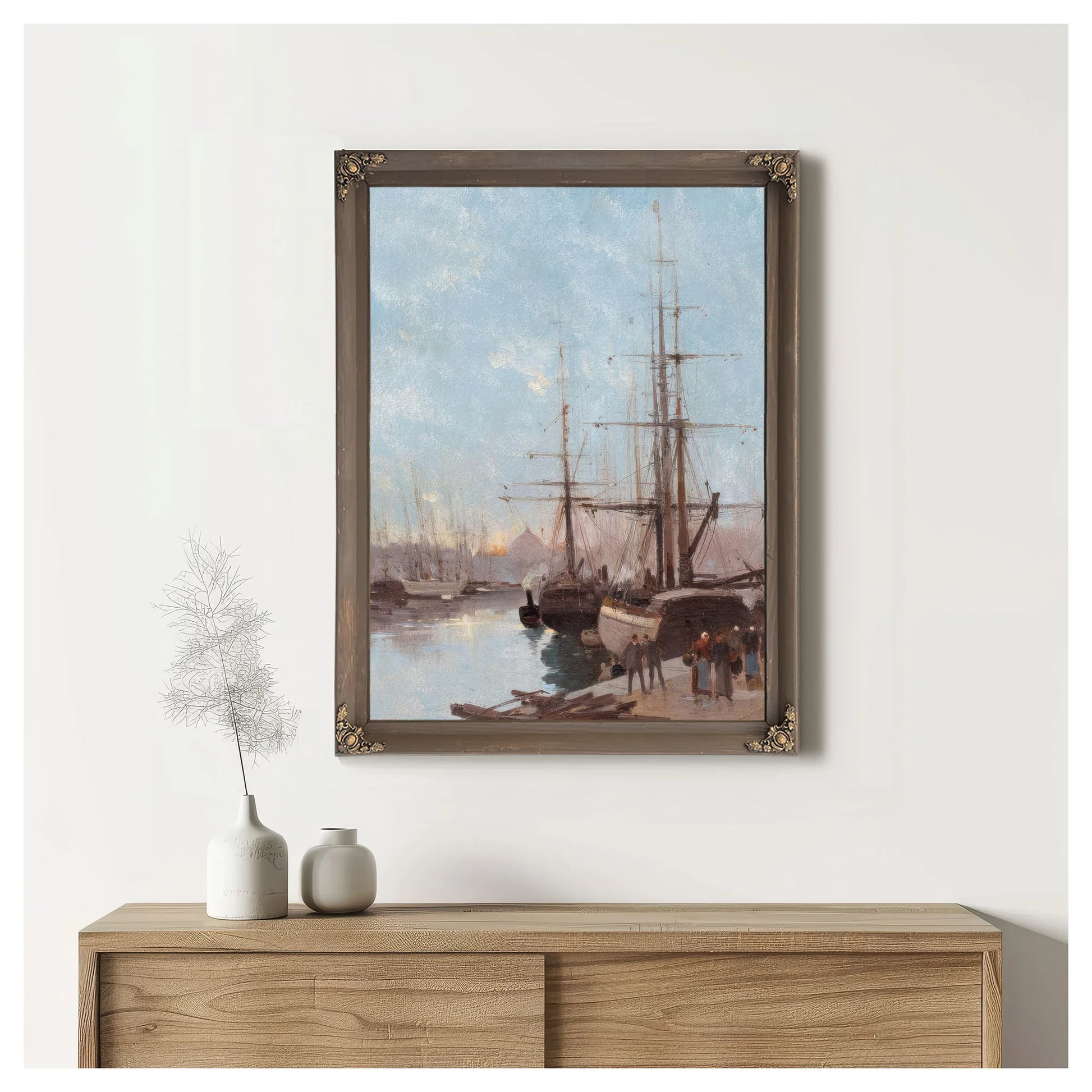 Harbor Scene By Eugene Galien Laloue Fine Art Print