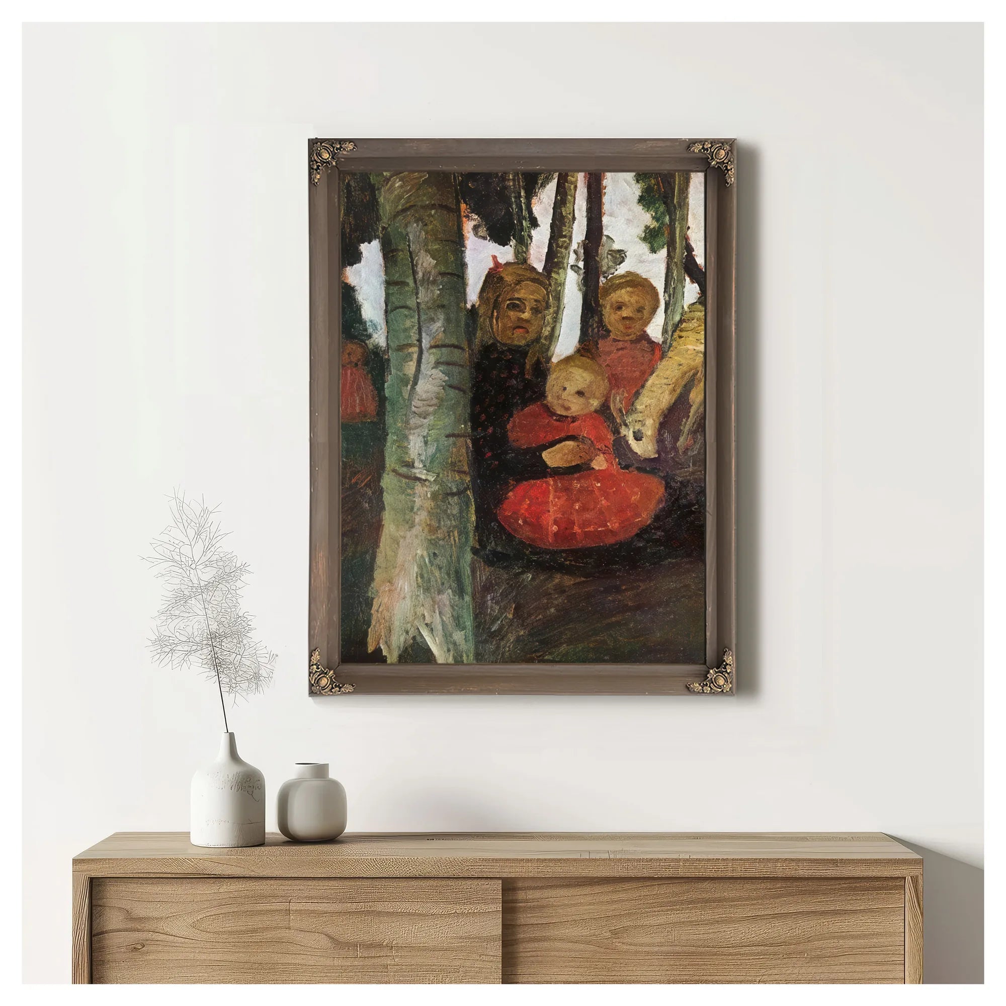Three Children With Goat In The Birch Forest By Paula Modersohn Becker Fine Art Print