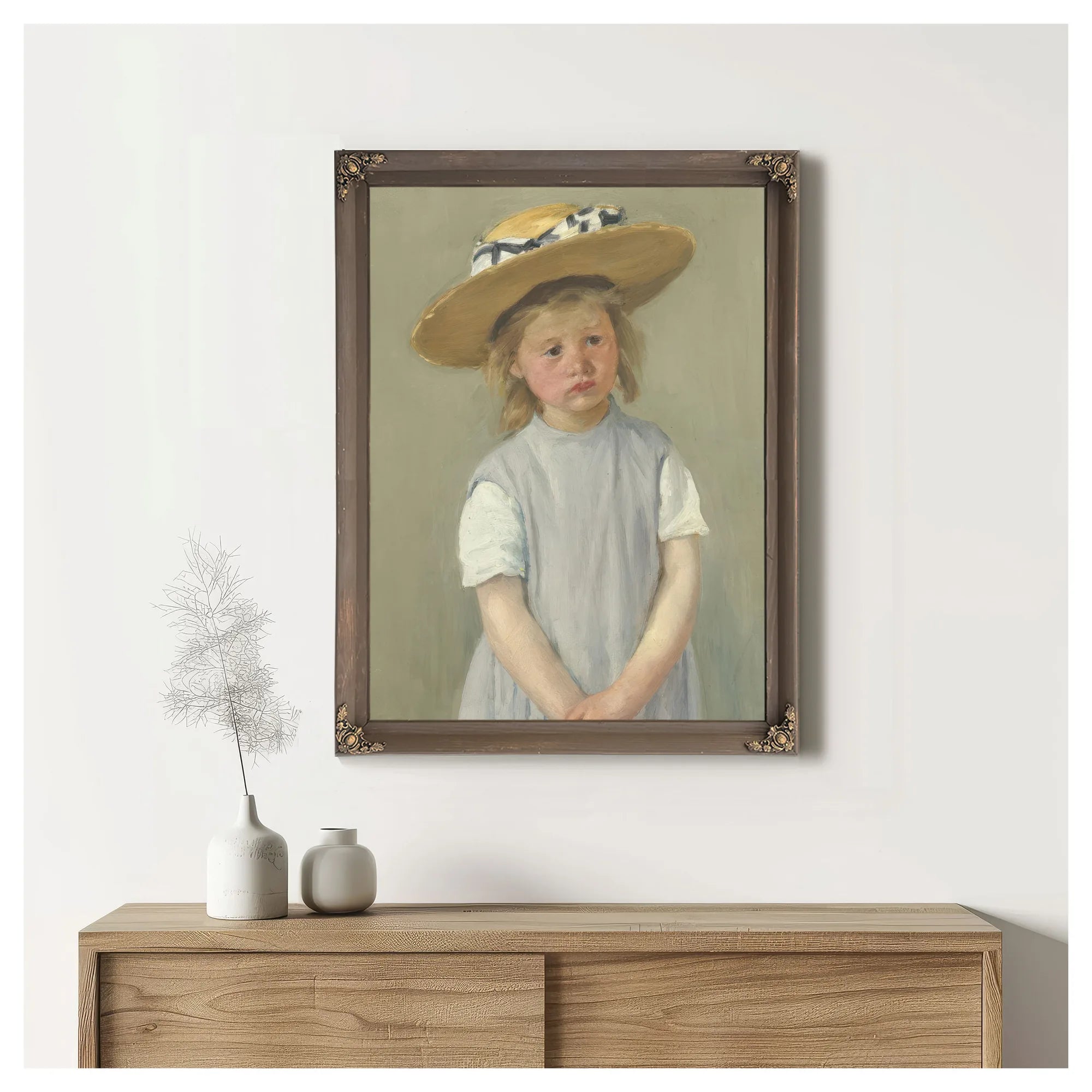 Child In A Straw Hat By Mary Cassatt Fine Art Print