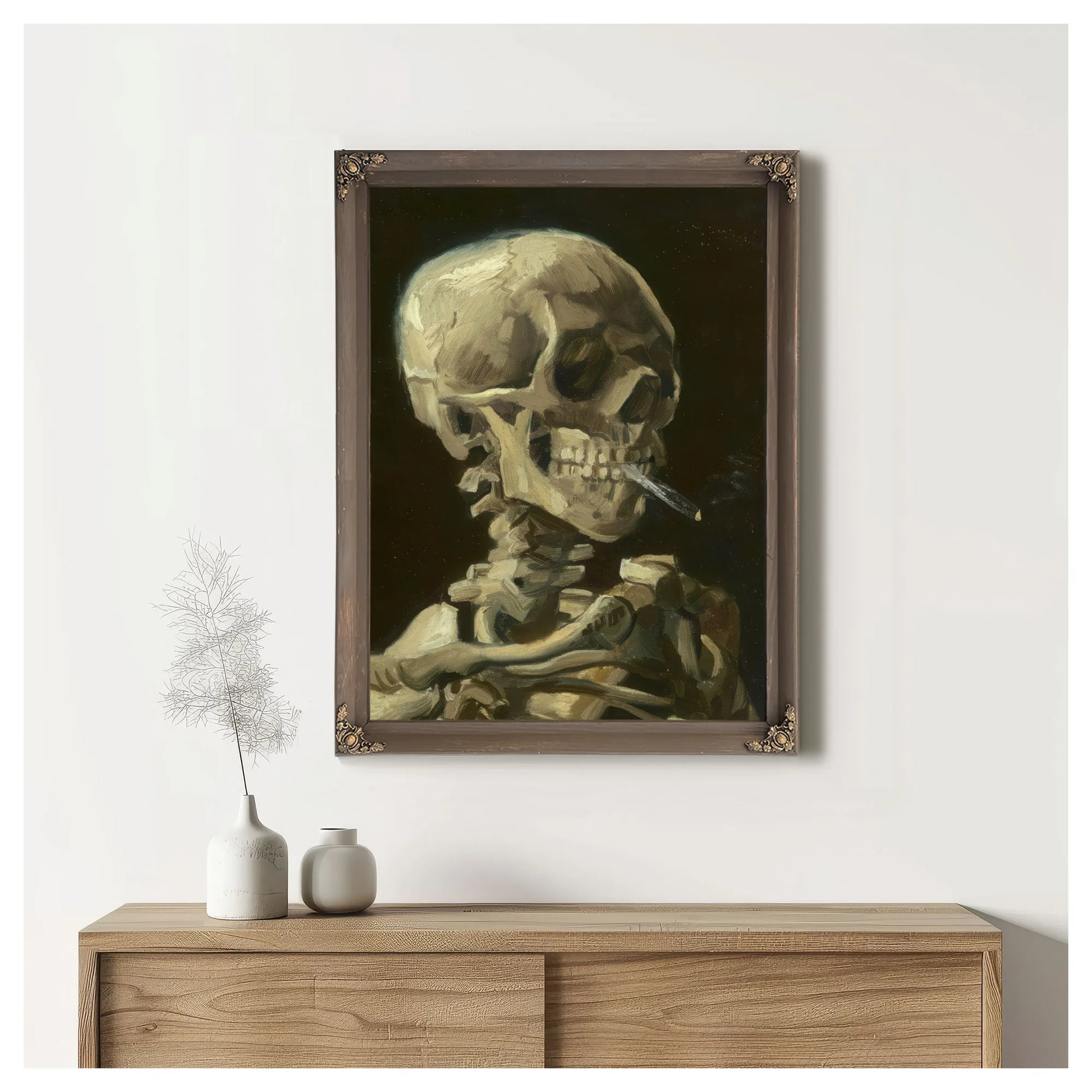 Head Of A Skeleton With A Burning Cigarette By Vincent Van Gogh Fine Art Print