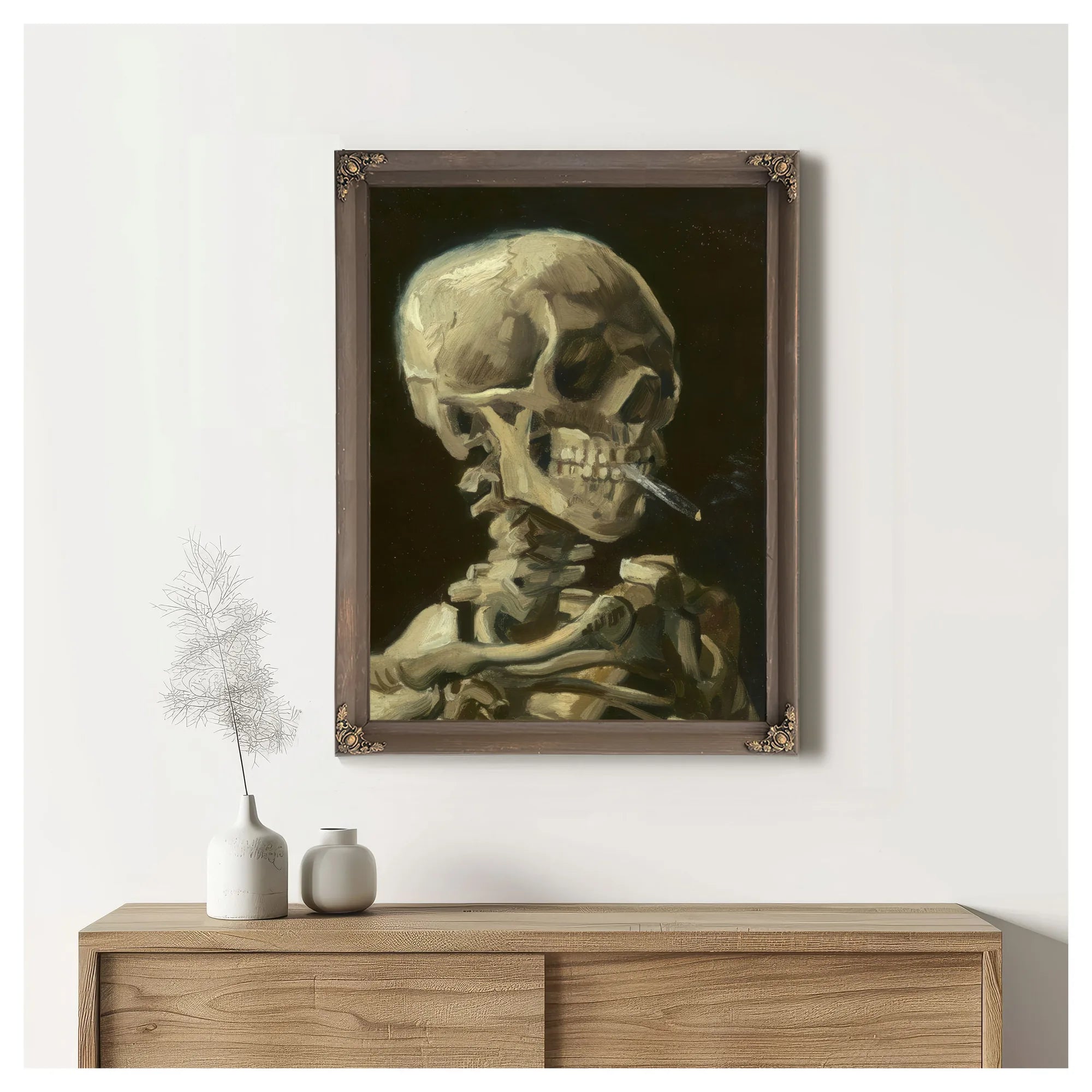 Head Of A Skeleton With A Burning Cigarette By Vincent Van Gogh Fine Art Print
