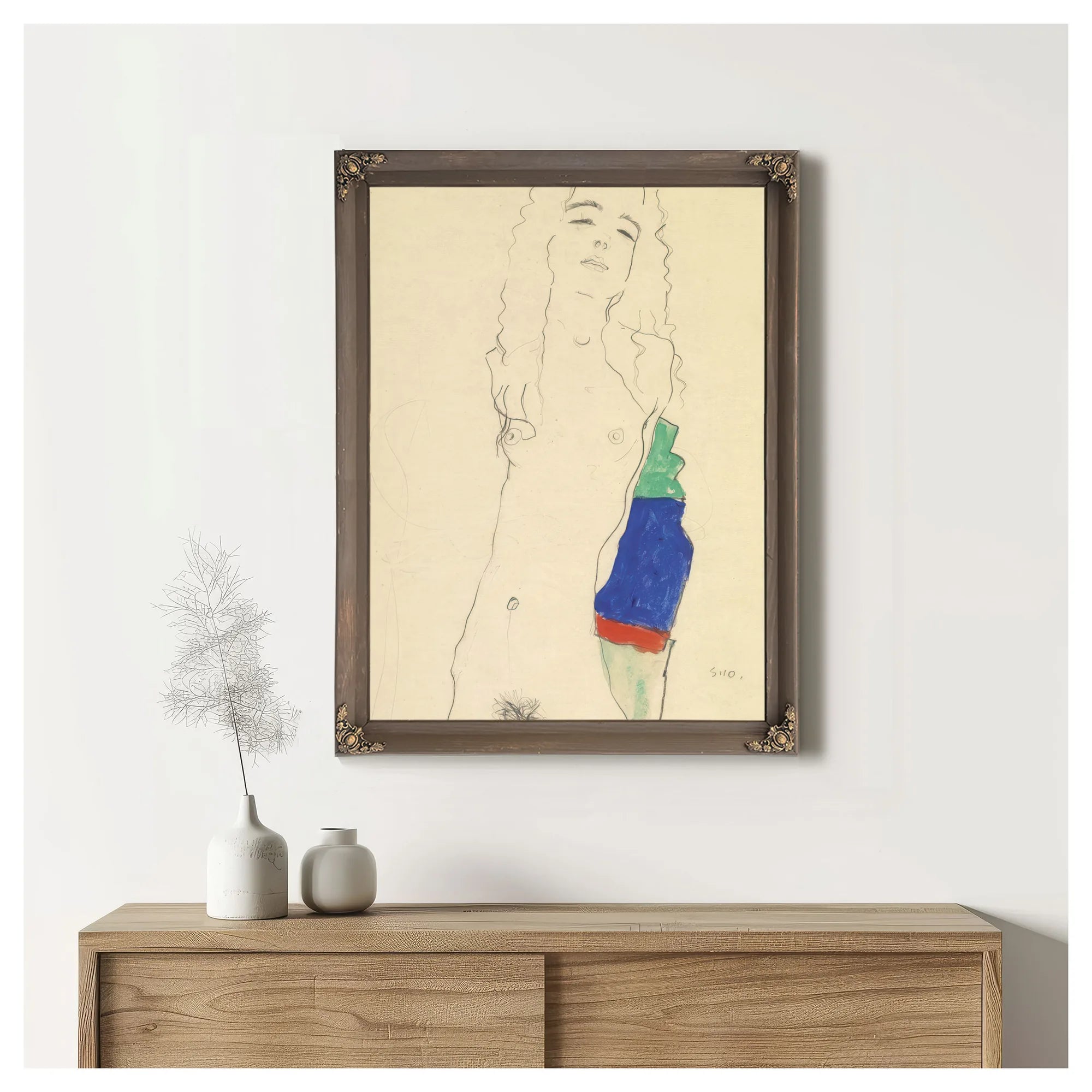 Standing Female Nude By Egon Schiele Fine Art Print