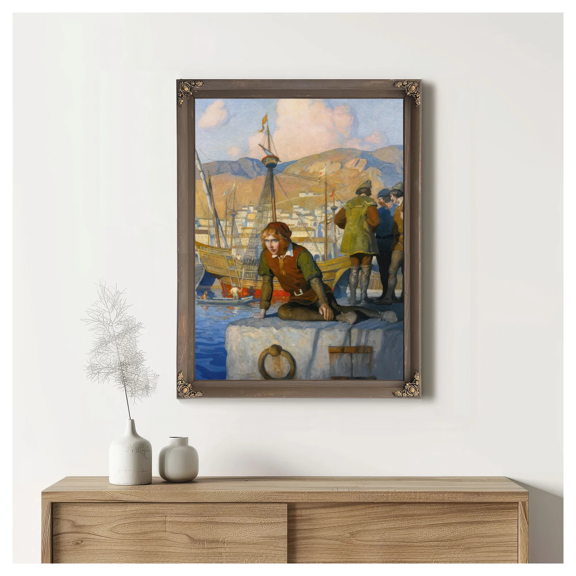 The Boy Columbus On The Wharf At Genoa By NC Wyeth Fine Art Print