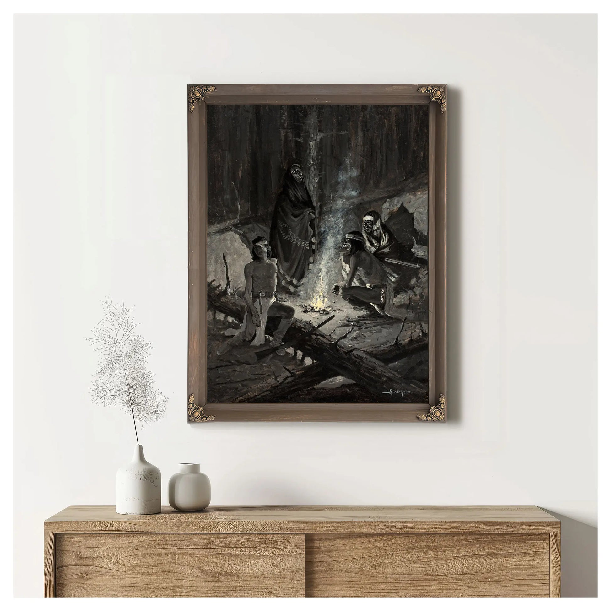 Apache Signal Fire by Frederic Remington
