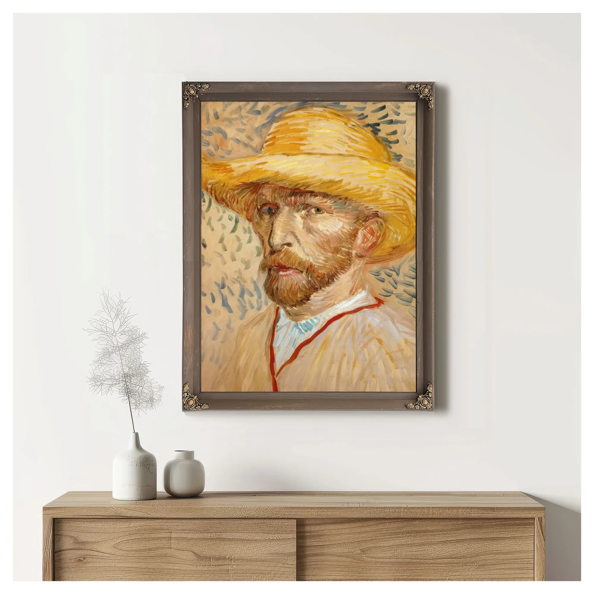 Self Portrait With Straw Hat By Vincent Van Gogh Fine Art Print