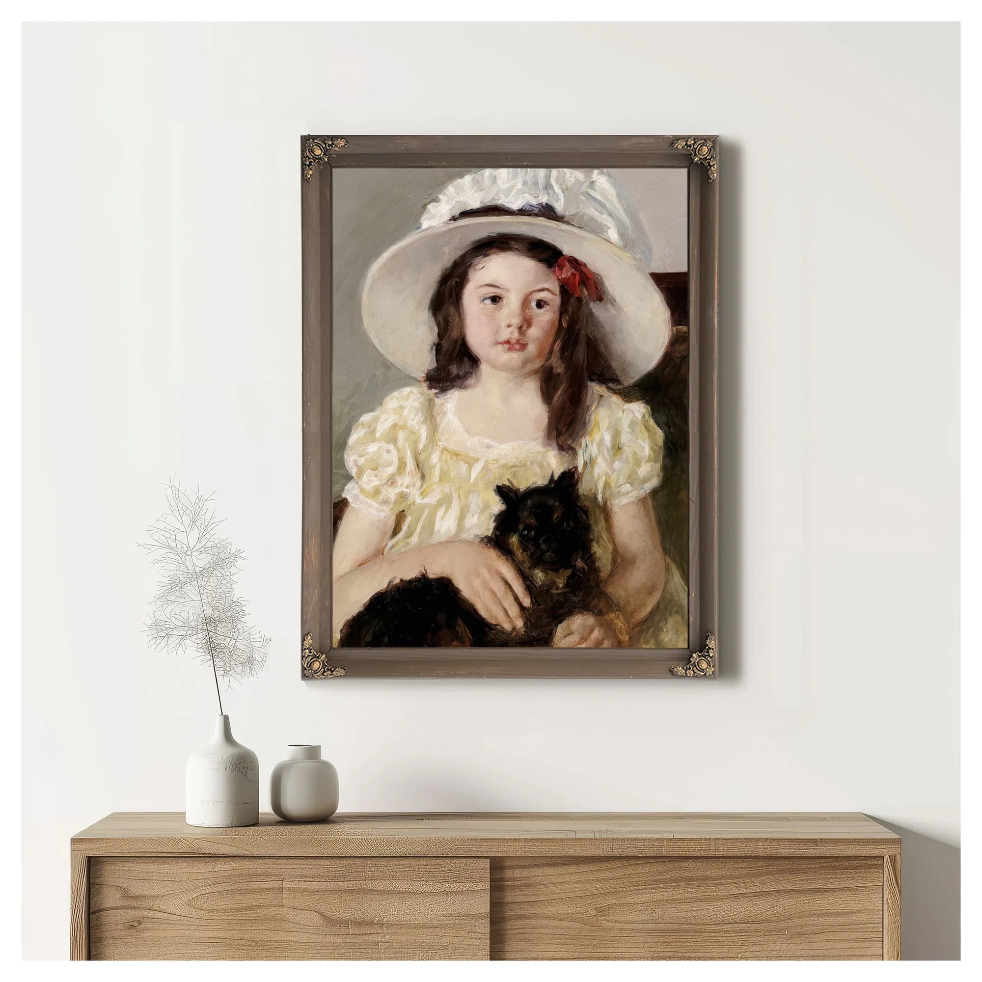 Francoise Holding A Little Black Dog By Mary Cassatt Fine Art Print