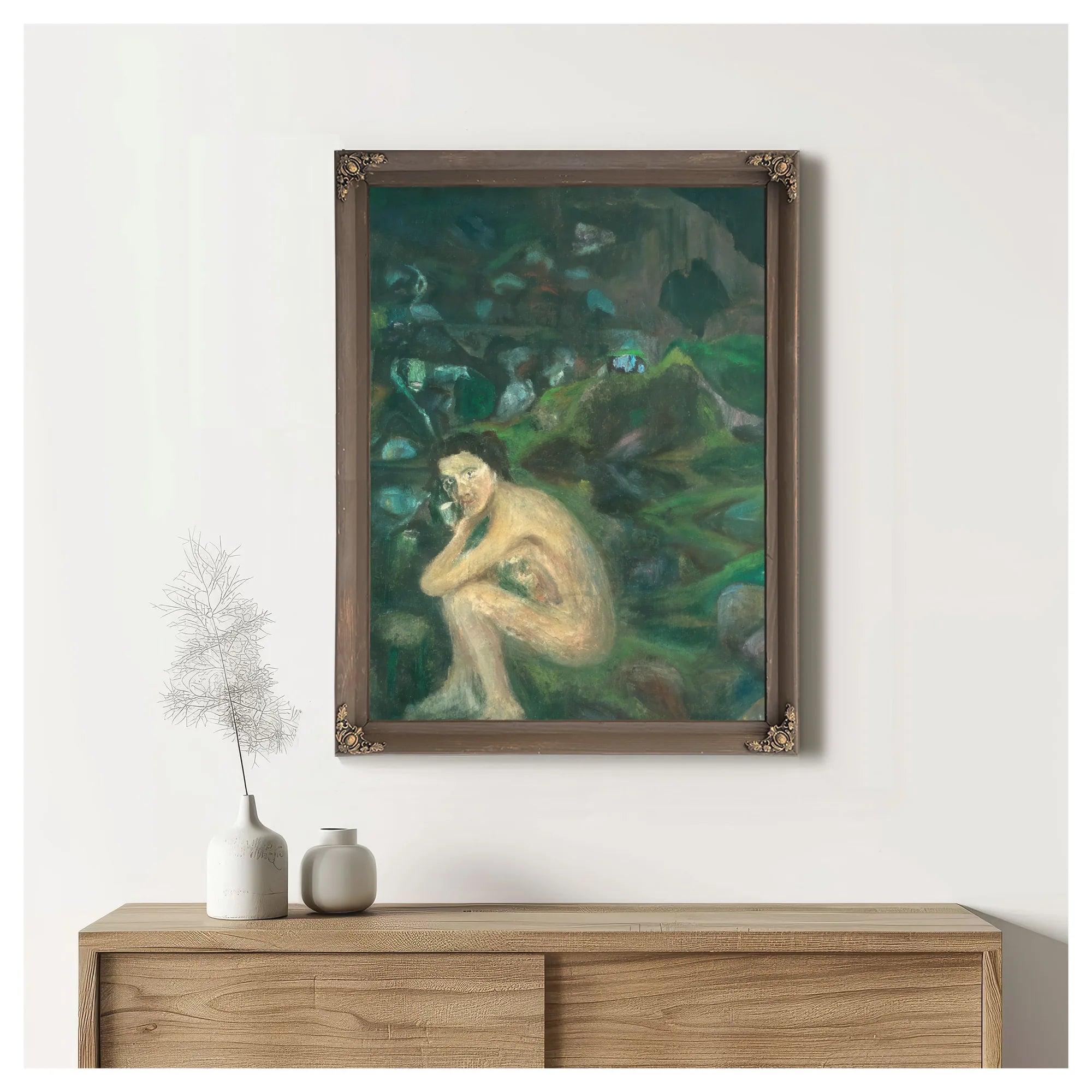 Self Portrait In Cave By Nicolai Astrup Fine Art Print
