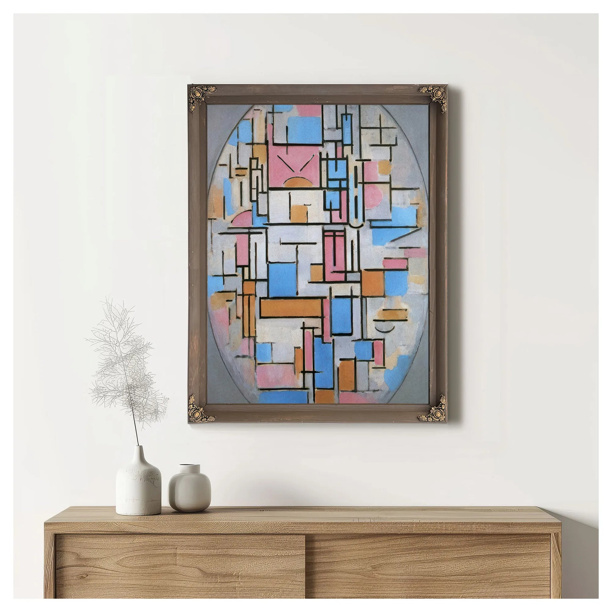 Oval Composition With Light Colors 1913 1914 Oil On Canvas 1076X788Mm The Museum Of Modern Art New York By Piet Mondrian Fine Art Print