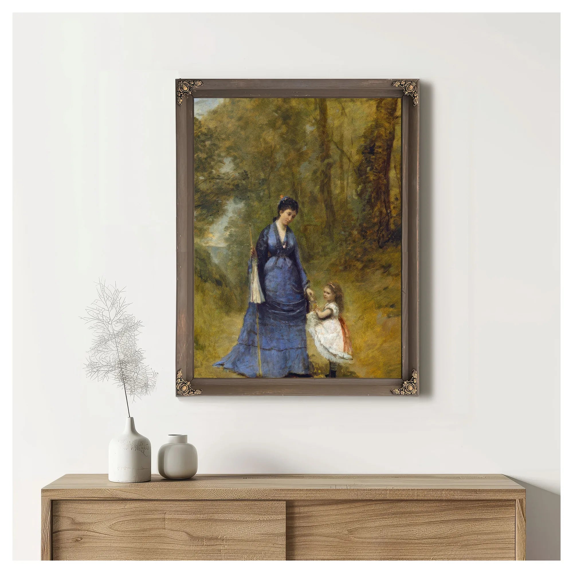 Madame Stumpf And Her Daughter Jean Baptiste By Camille Corot Fine Art Print
