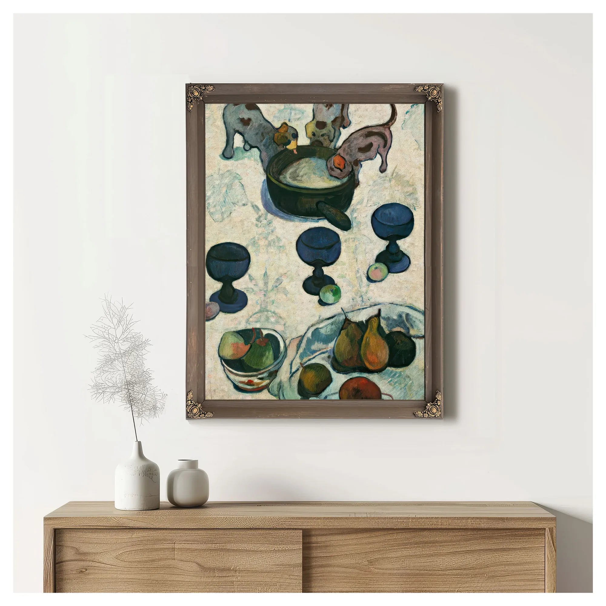Still Life With Three Puppies by Paul Gauguin Fine Art Print