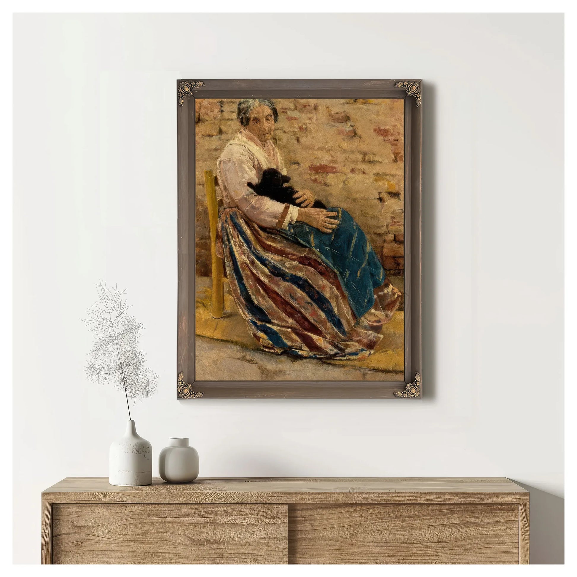 An Old Woman With Cat by Max Liebermann Fine Art Print