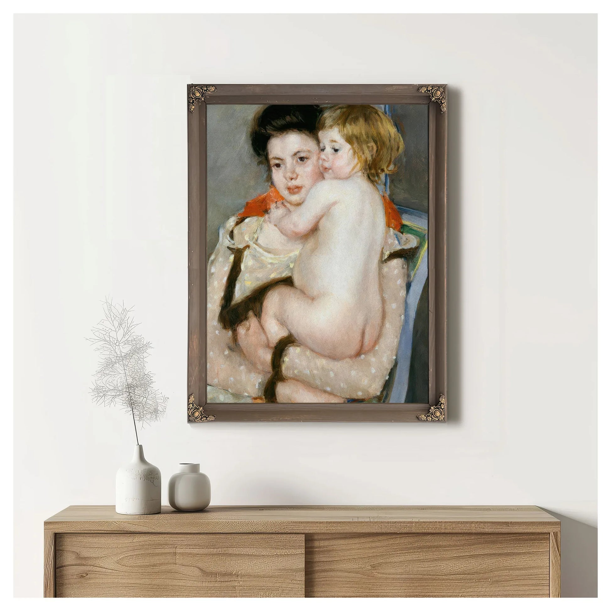 Reine Lefebvre Holding A Nude Baby (Mother And Child) By Mary Cassatt Fine Art Print