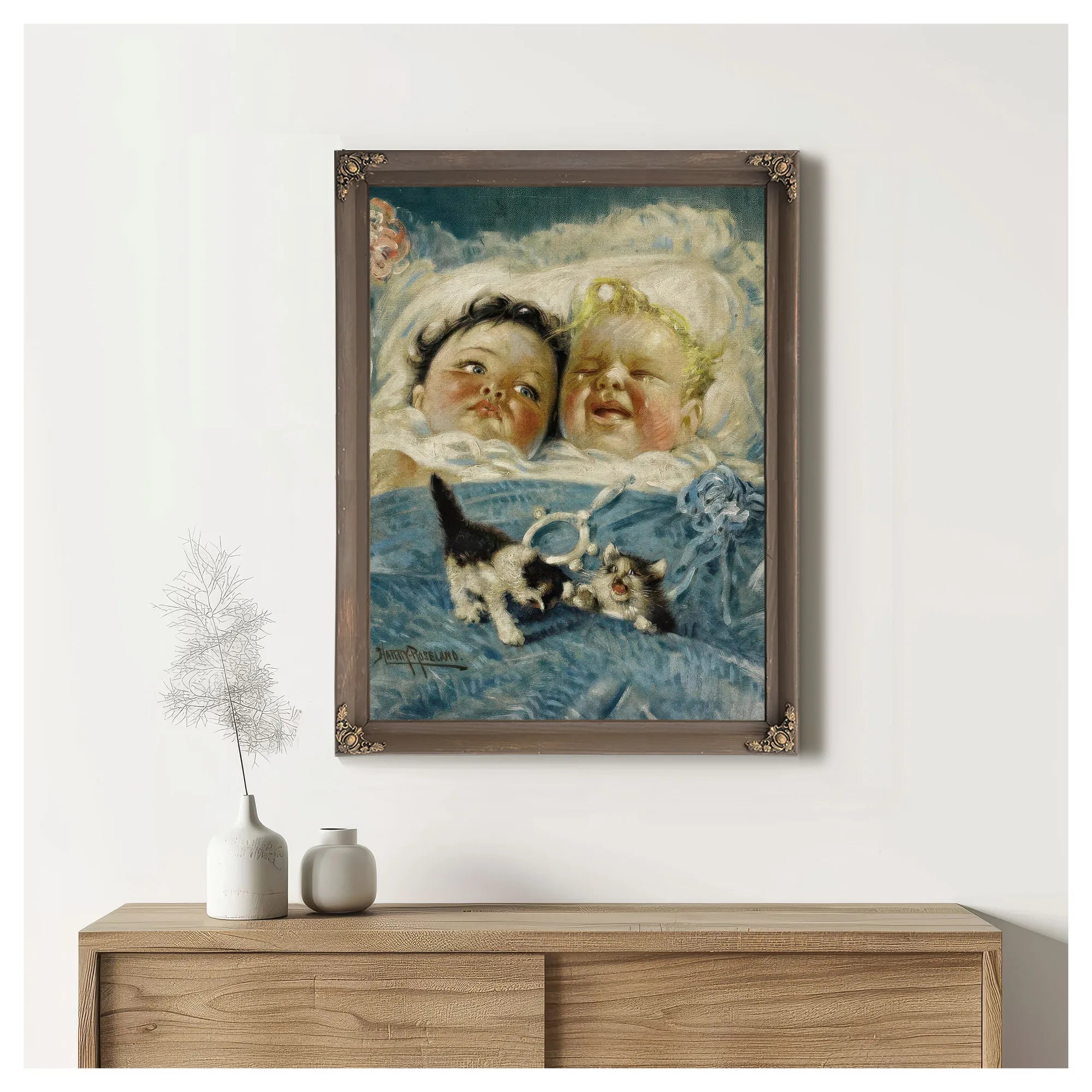 Sunshine And Rain Two Babies By Harry Roseland Fine Art Print