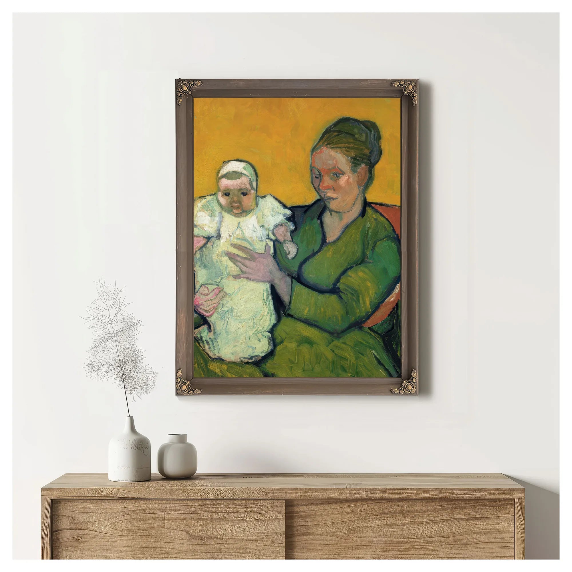 Portrait Of Madame Augustine Roulin And Baby Marcelle By Vincent Van Gogh Fine Art Print
