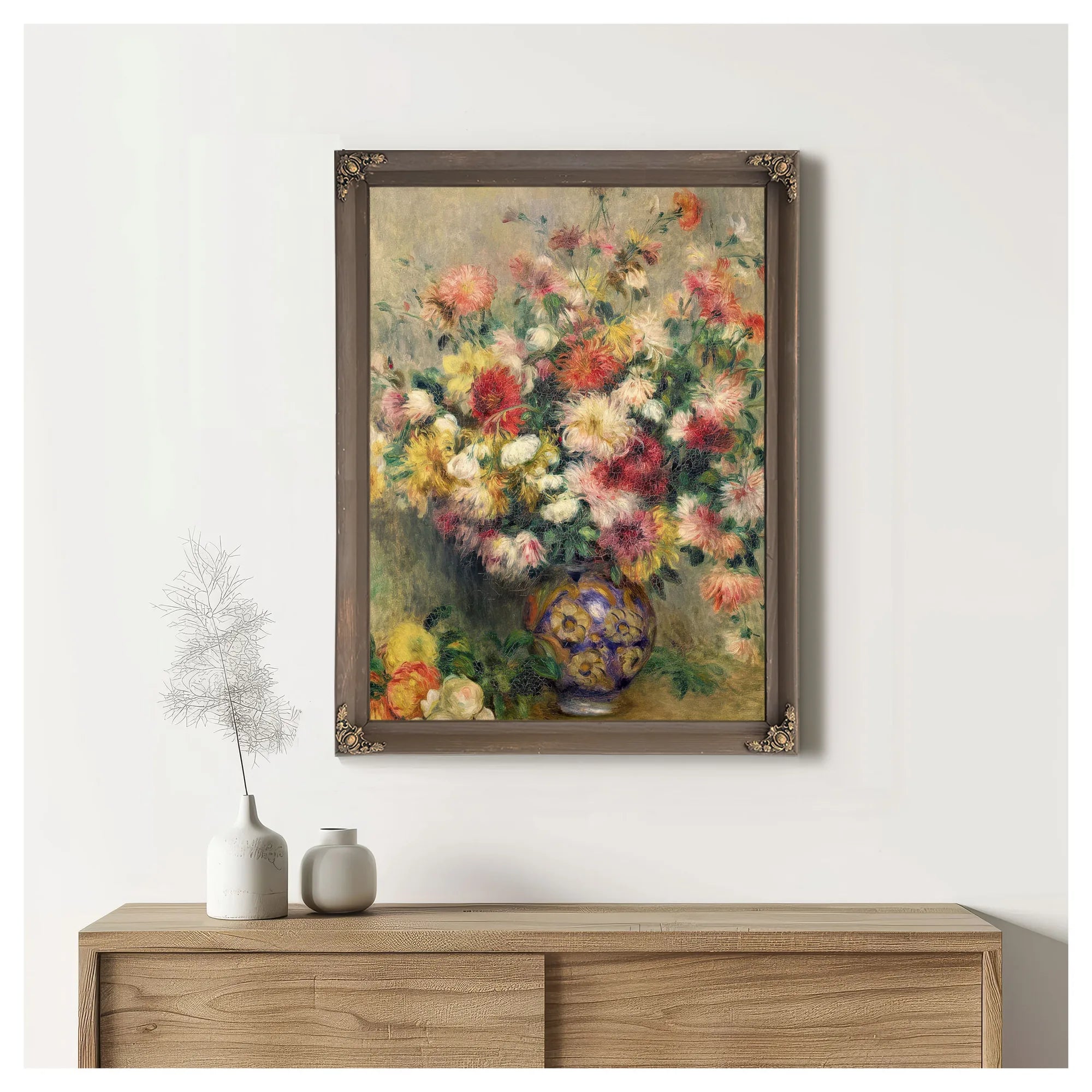 Vase Of Chrysanthemums By Pierre Auguste Renoir Fine Art Print