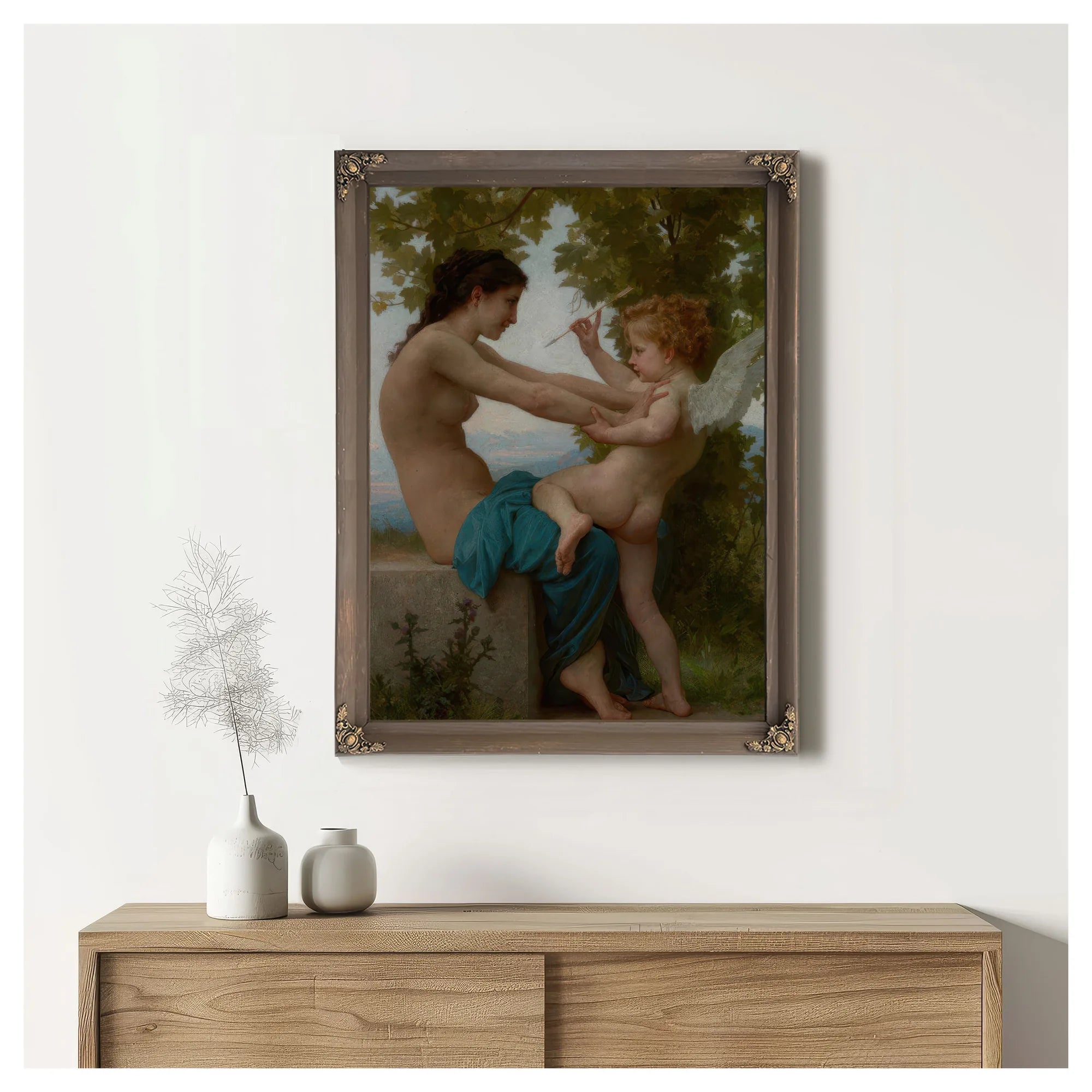 A Young Girl Defending Herself Against Eros By William Adolphe Bouguereau Fine Art Print