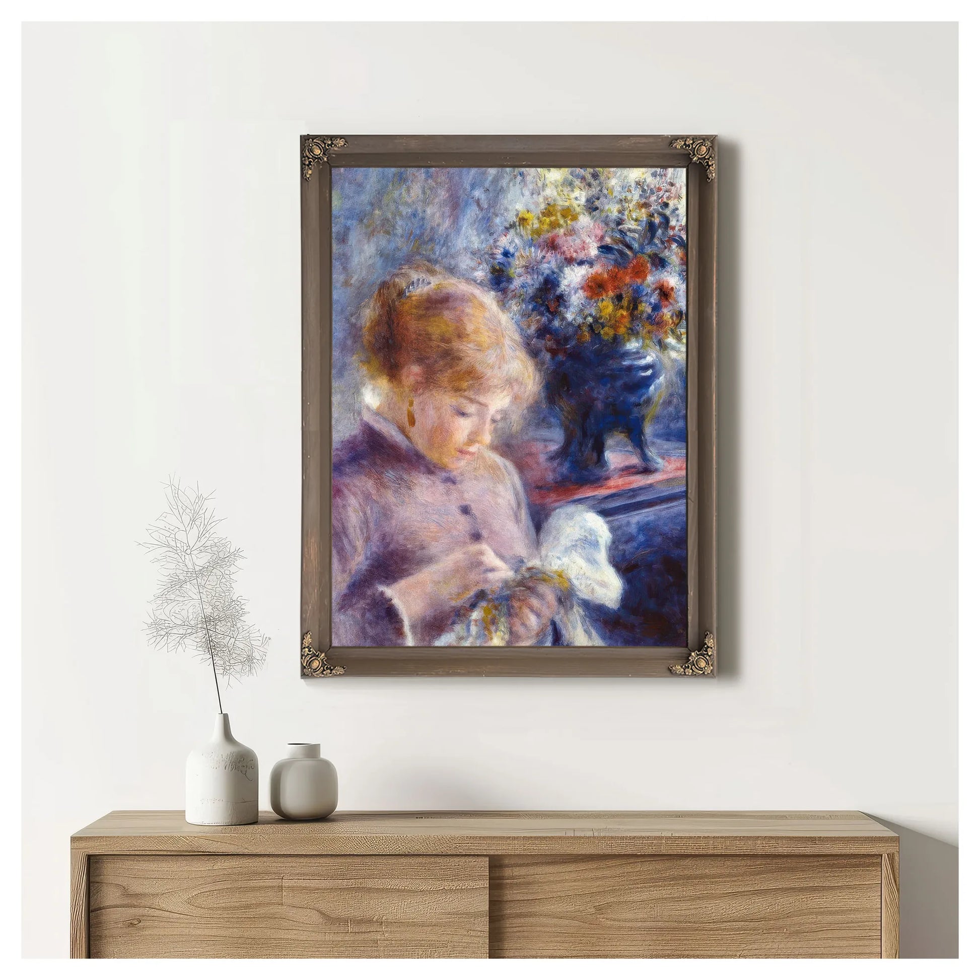 Young Woman Sewing By Pierre August Renoir Fine Art Print