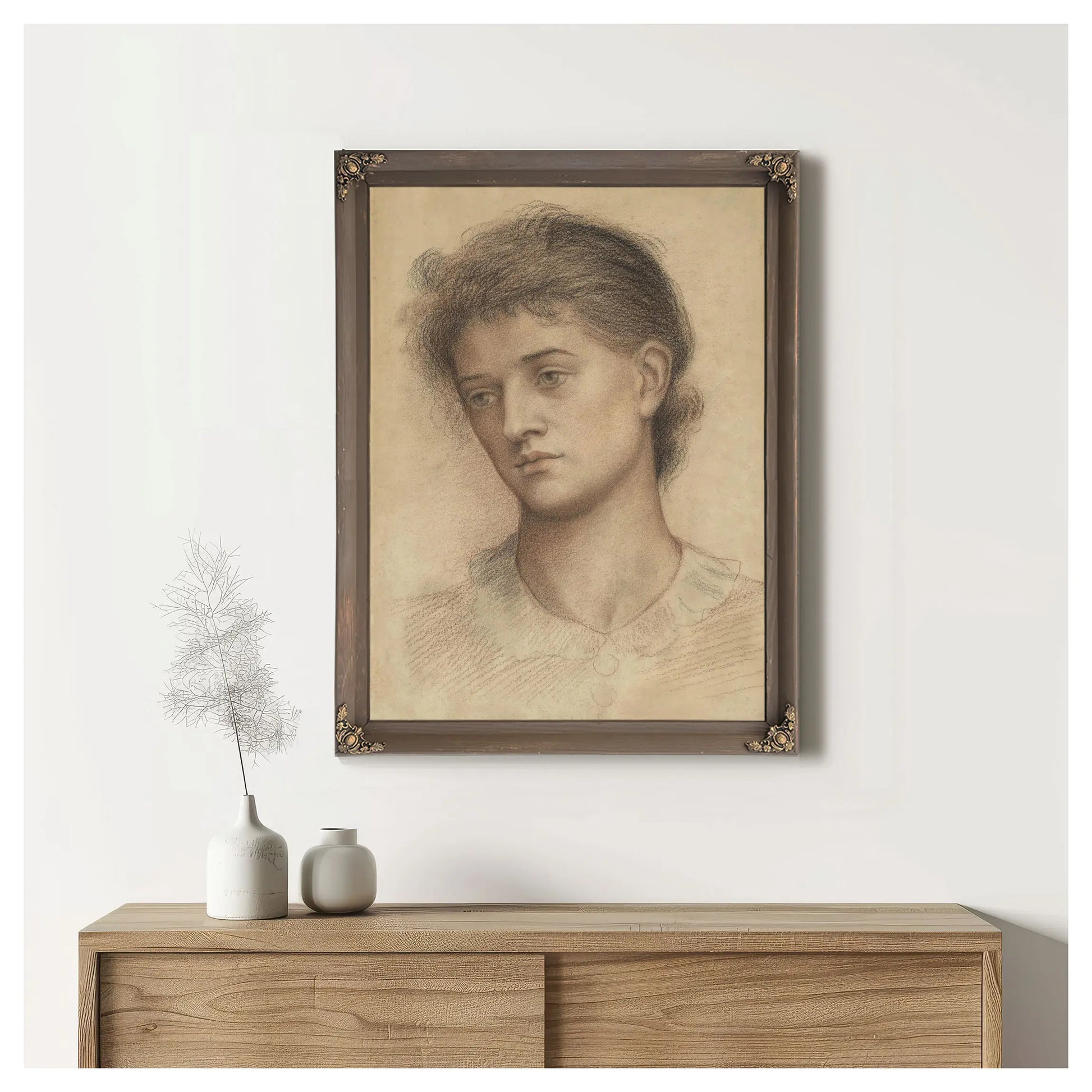  Portrait Head Of A Woman Probably A Member Of The Mur by Evelyn De Morgan