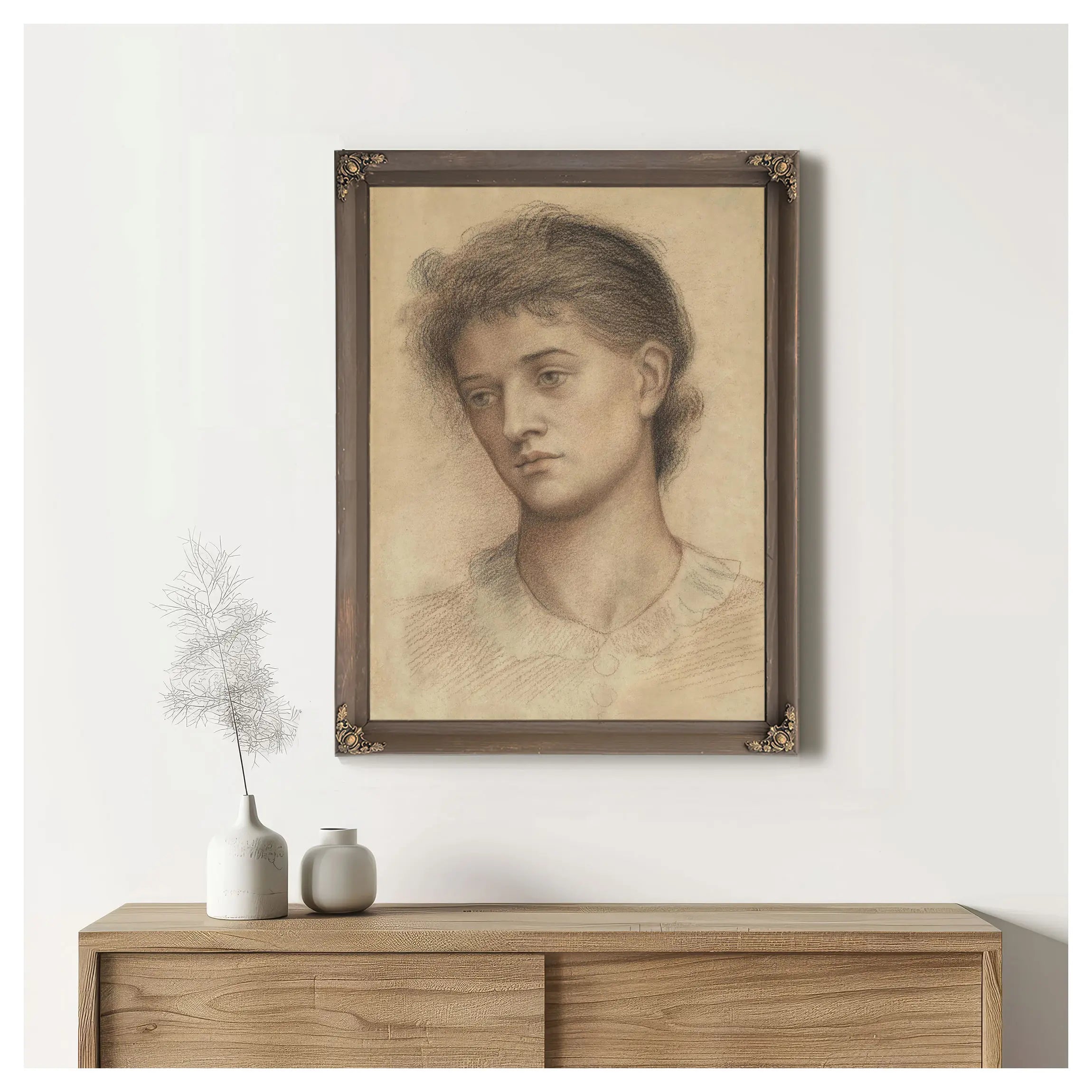  Portrait Head Of A Woman Probably A Member Of The Mur by Evelyn De Morgan