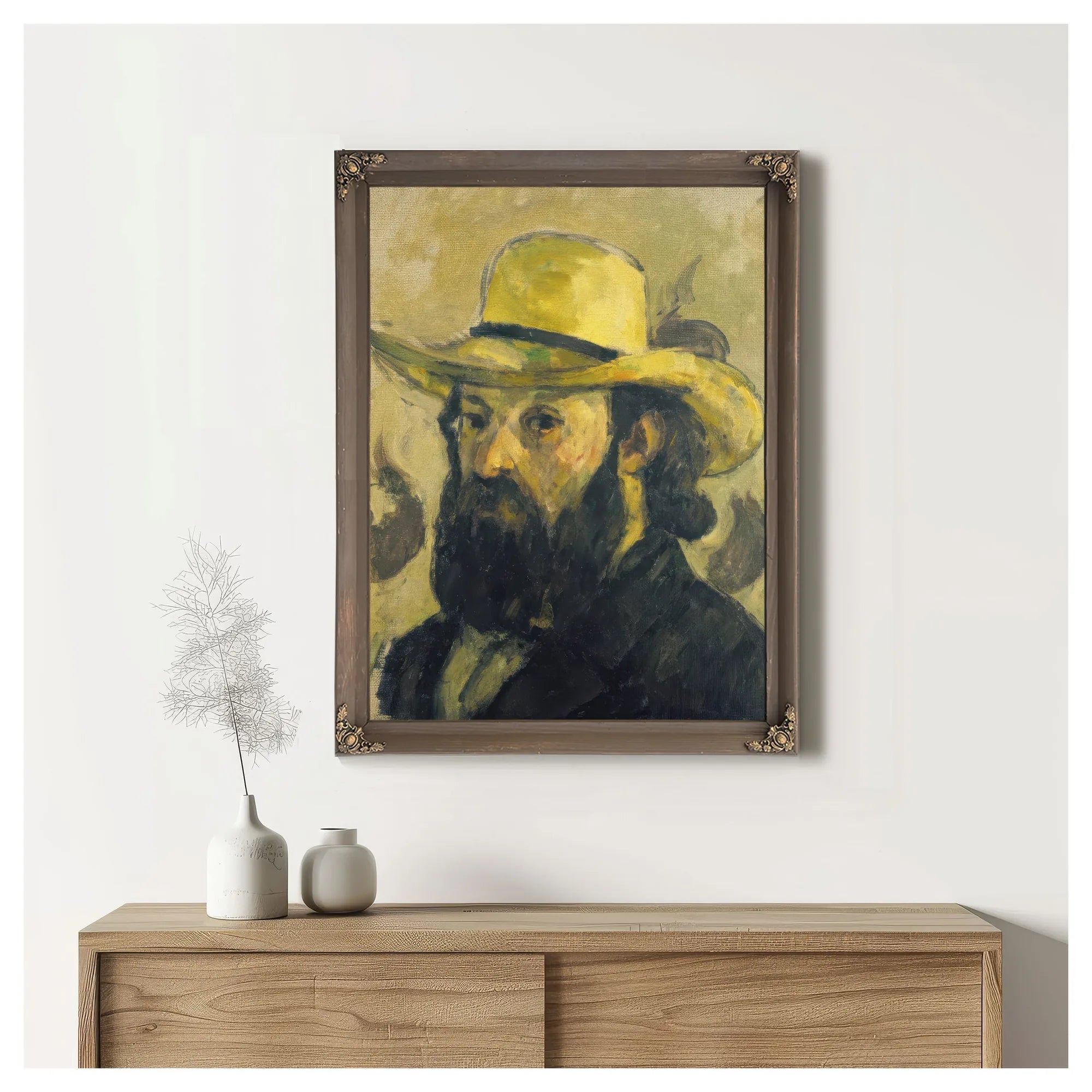 Self Portrait In A Straw Hat By Paul Cezanne Fine Art Print